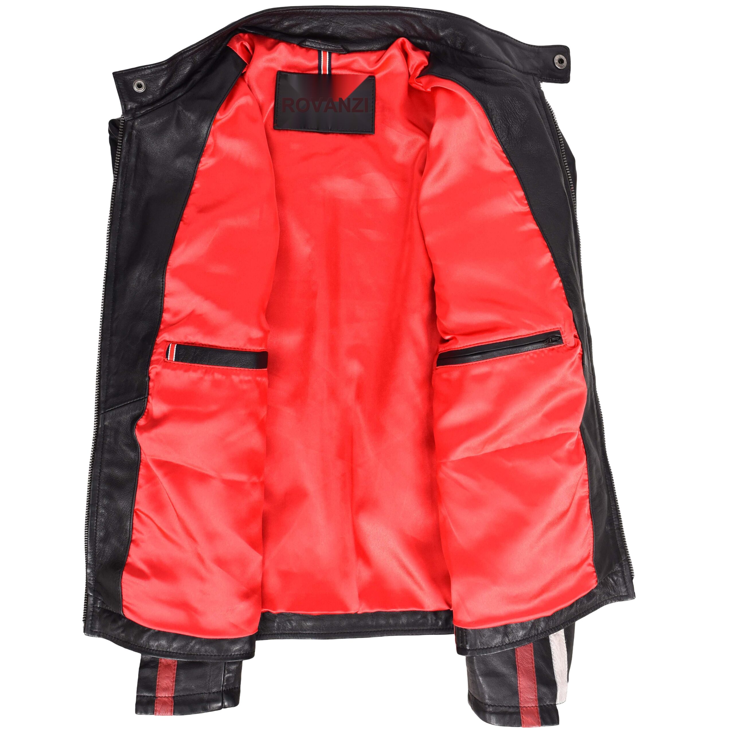 BUNERI Black Leather Biker Jacket Motorsport Logos Men – 8