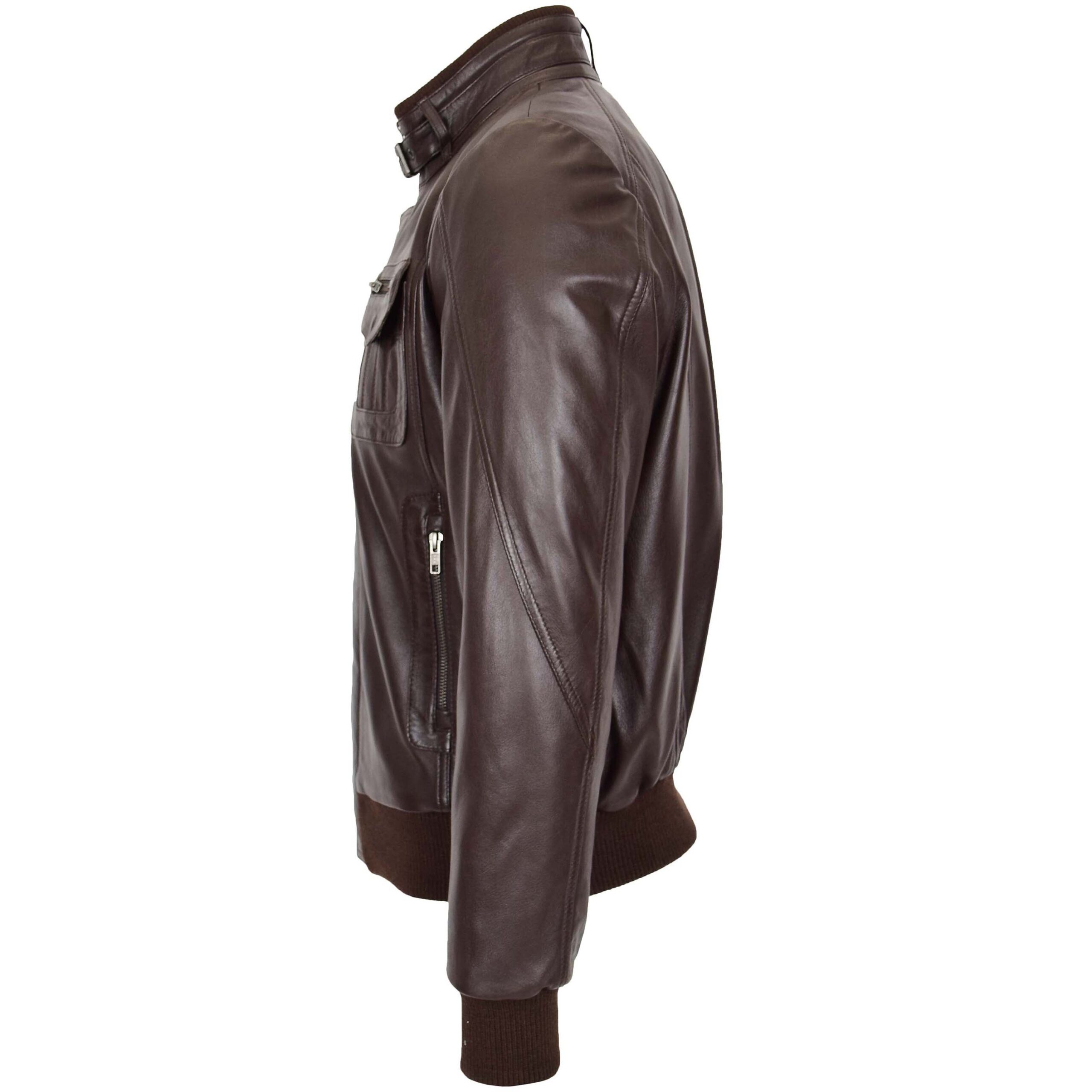 BUNERI Brown Leather Bomber Flight Jacket – 5