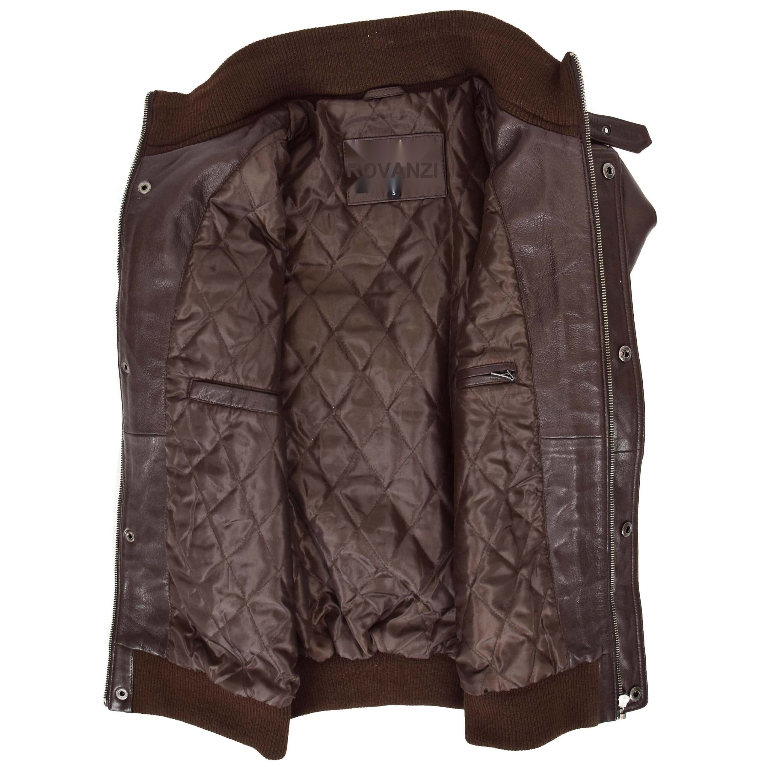 BUNERI Brown Leather Bomber Flight Jacket – 6