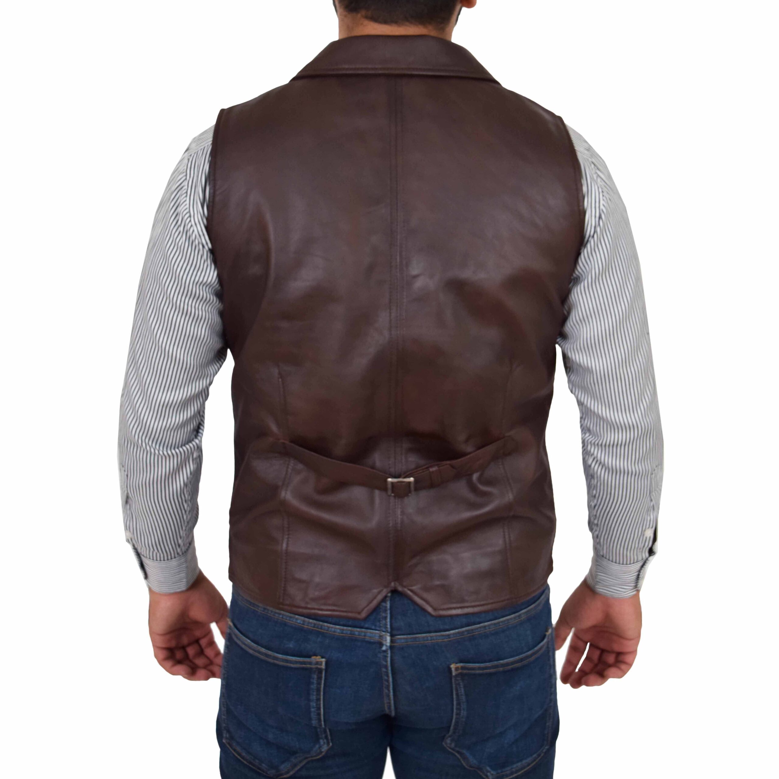 BUNERI Brown Leather Buttoned Vest Gilet – 2