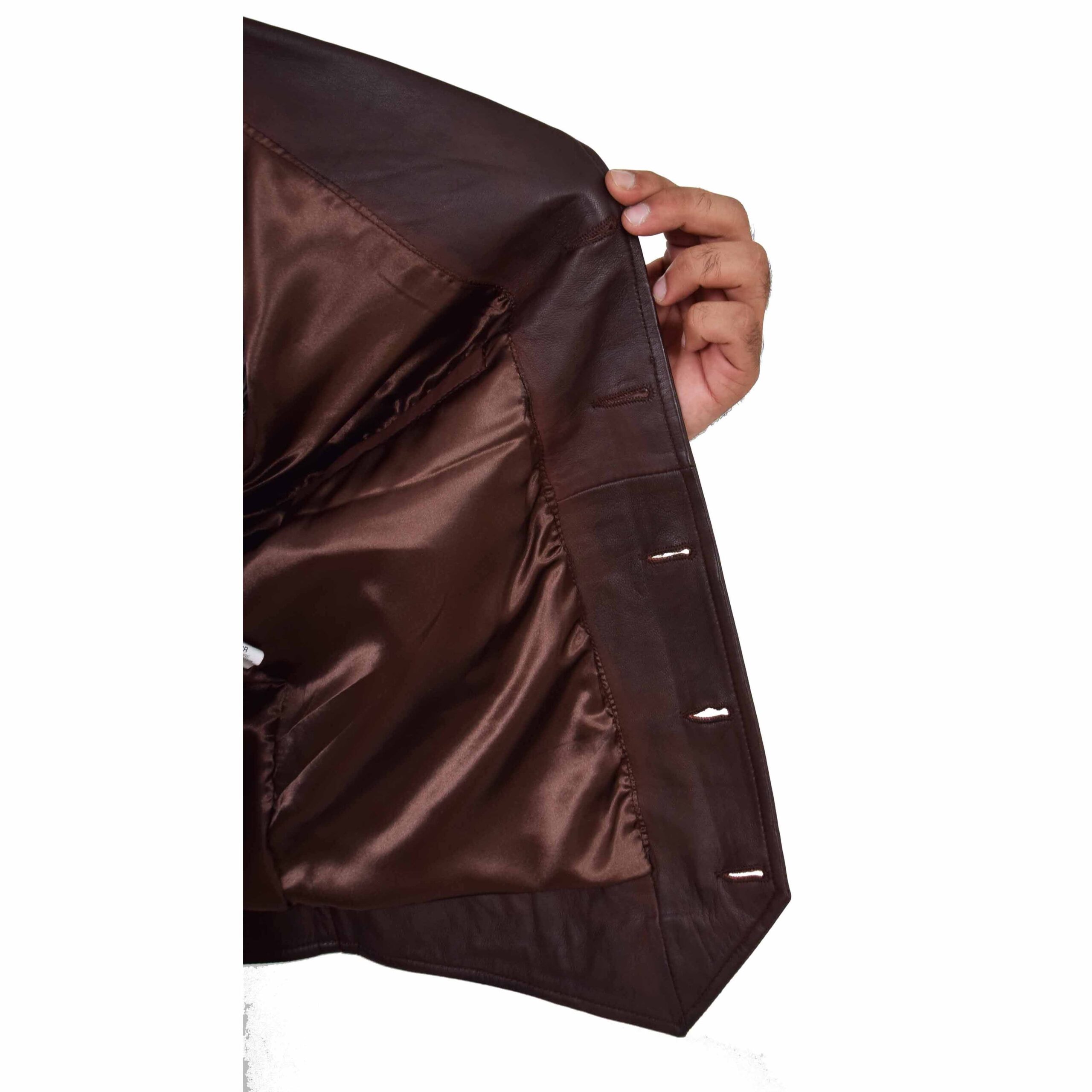 BUNERI Brown Leather Buttoned Vest Gilet – 6
