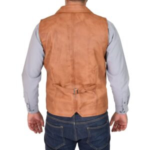 BUNERI Tan Leather Buttoned Vest Gilet