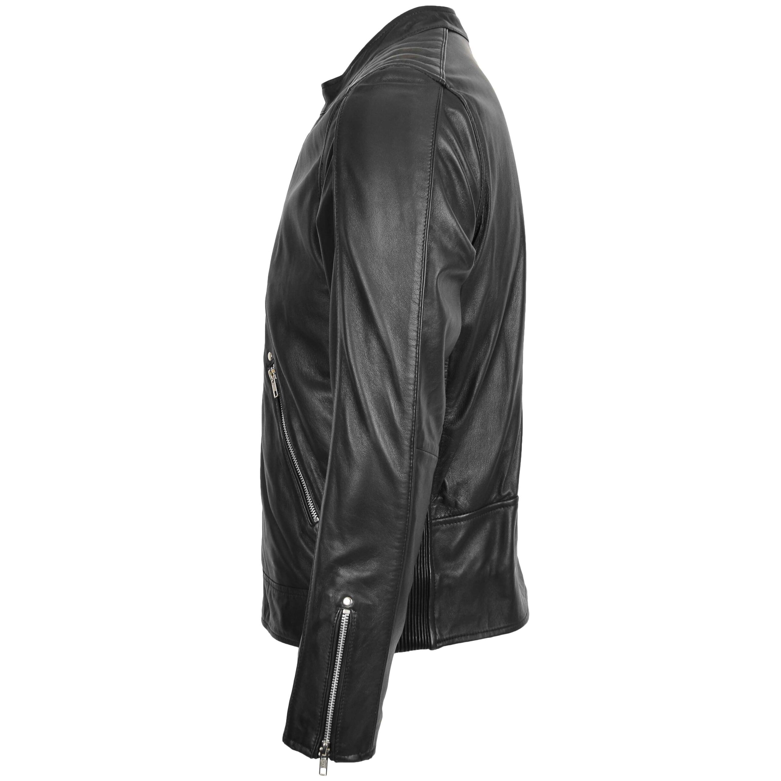 BUNERI Men's Leather Casual Biker Fashion Jacket Black II – 5