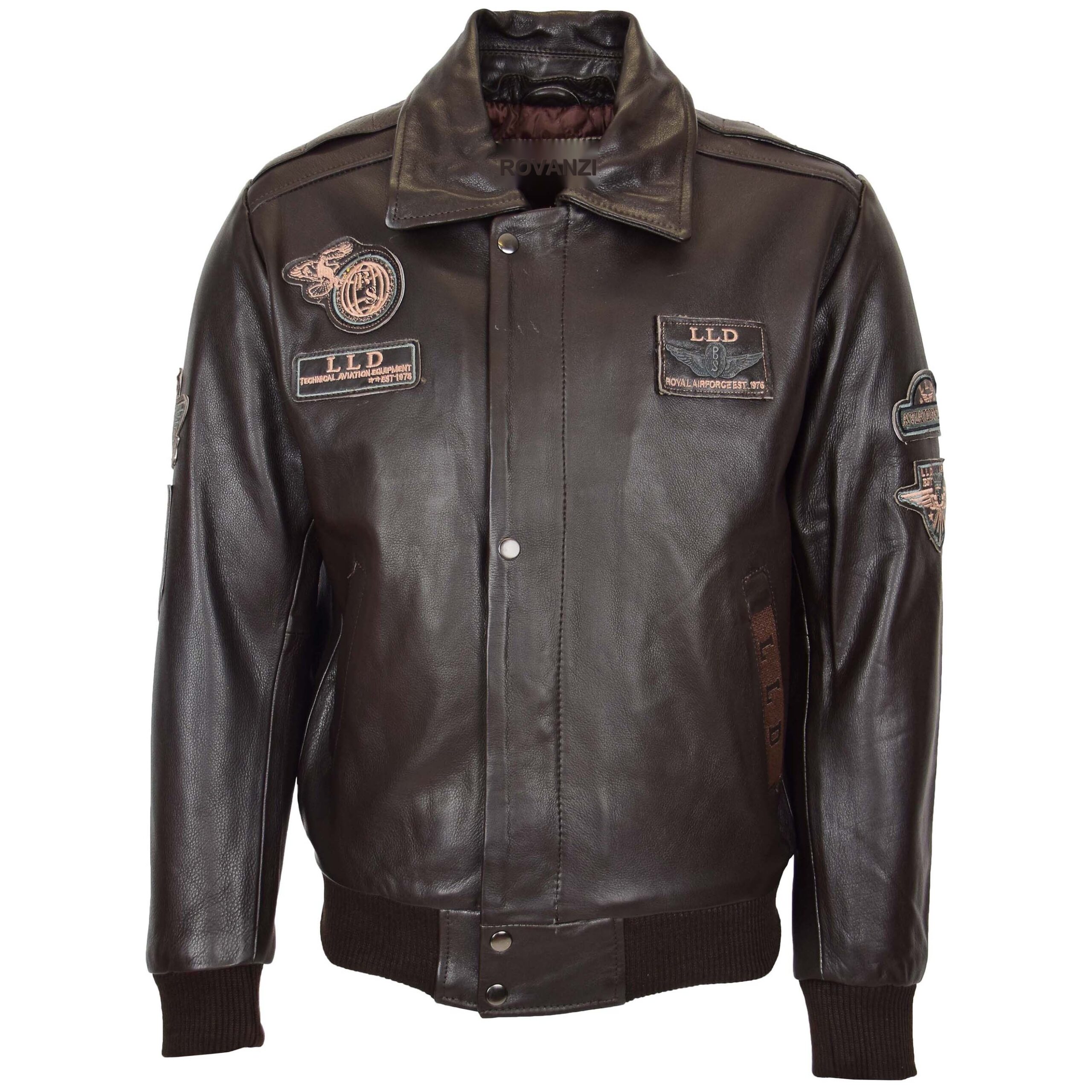 BUNERI Pilot-N Brown Leather Jacket with Detachable Collar – 3