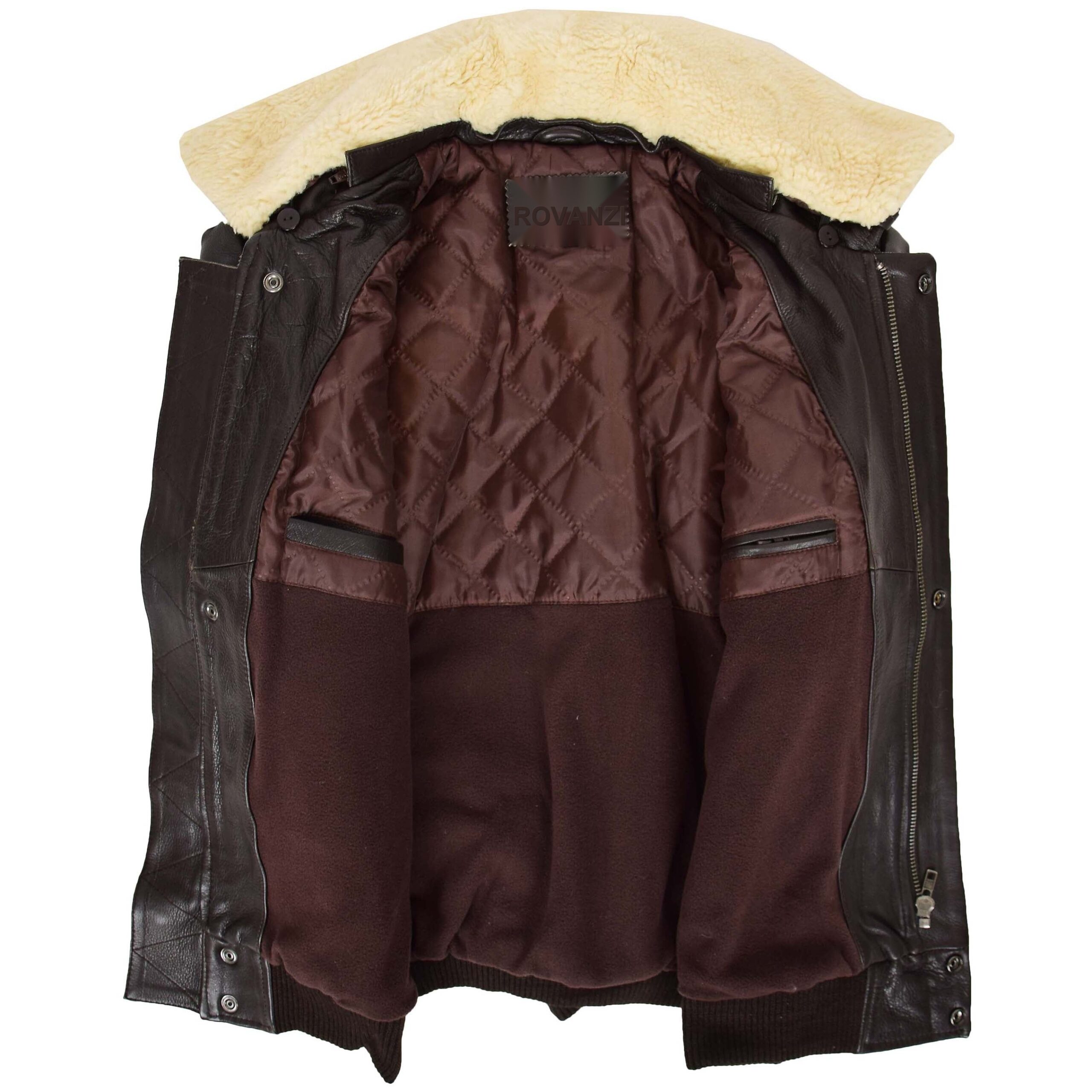BUNERI Pilot-N Brown Leather Jacket with Detachable Collar – 6