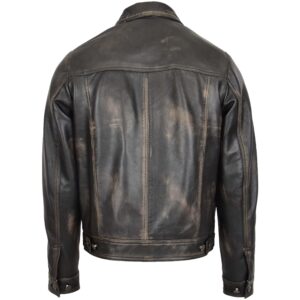 BUNERI Men’s Leather Lee Rider Casual Jacket Black Two-Tone II