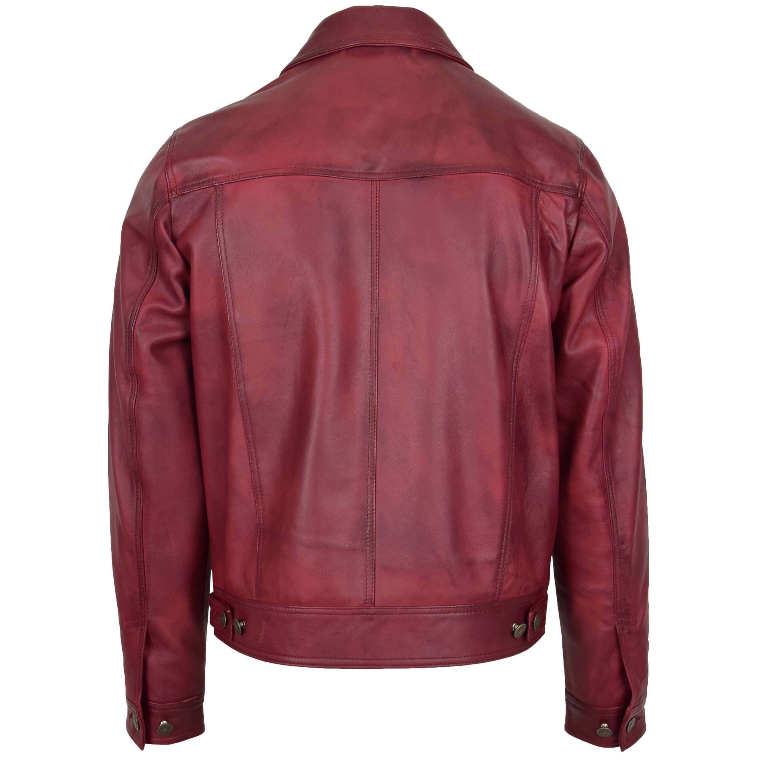 BUNERI Men's Leather Lee Rider Casual Jacket Burgundy II – 2
