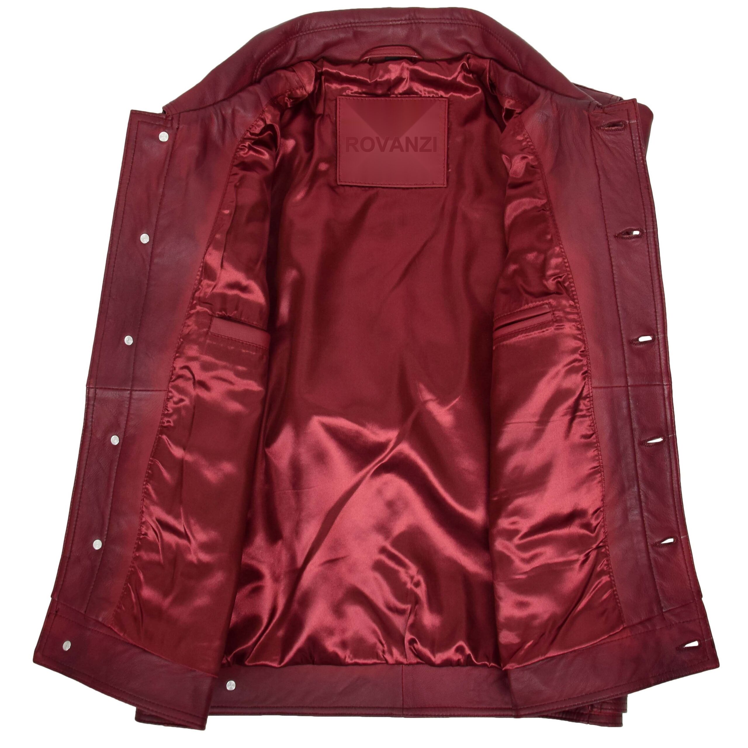 BUNERI Men's Leather Lee Rider Casual Jacket Burgundy II – 6
