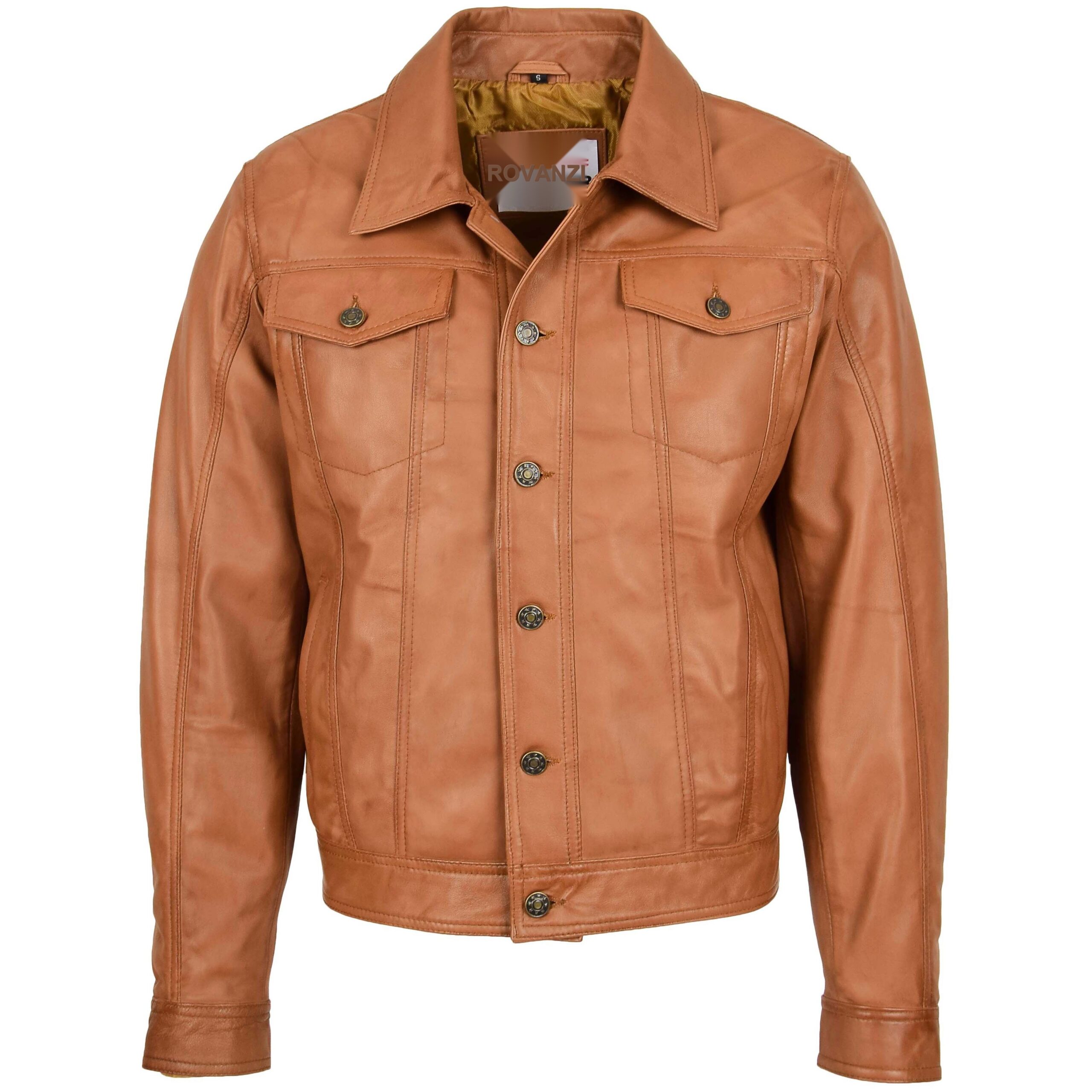BUNERI Tan Lee Rider Casual Leather Jacket