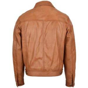 BUNERI Men’s Leather Lee Rider Casual Jacket Tan