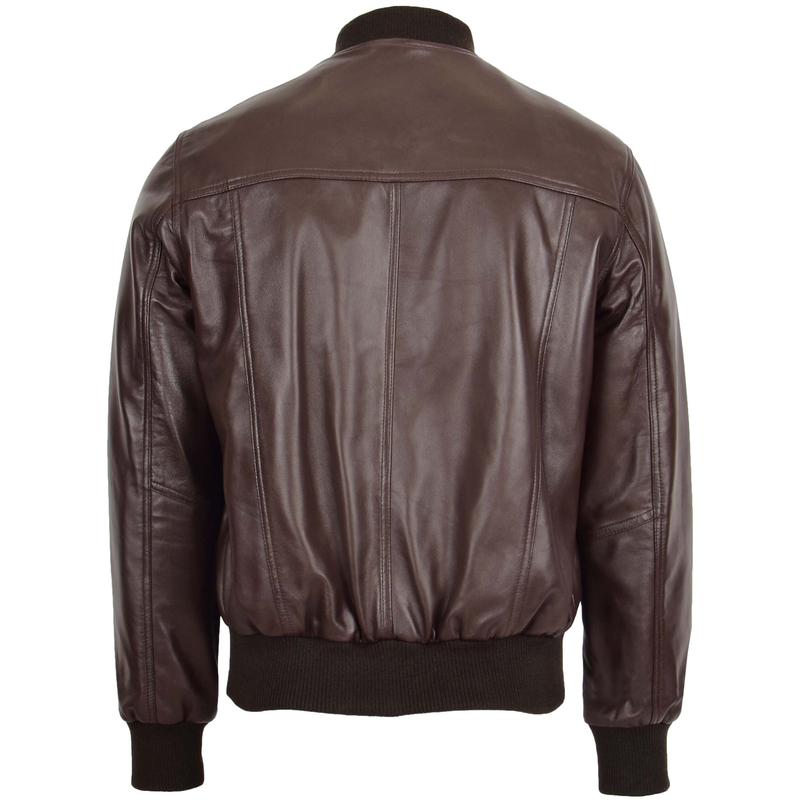 BUNERI Men's Brown Leather MA-1 Bomber Jacket – 2