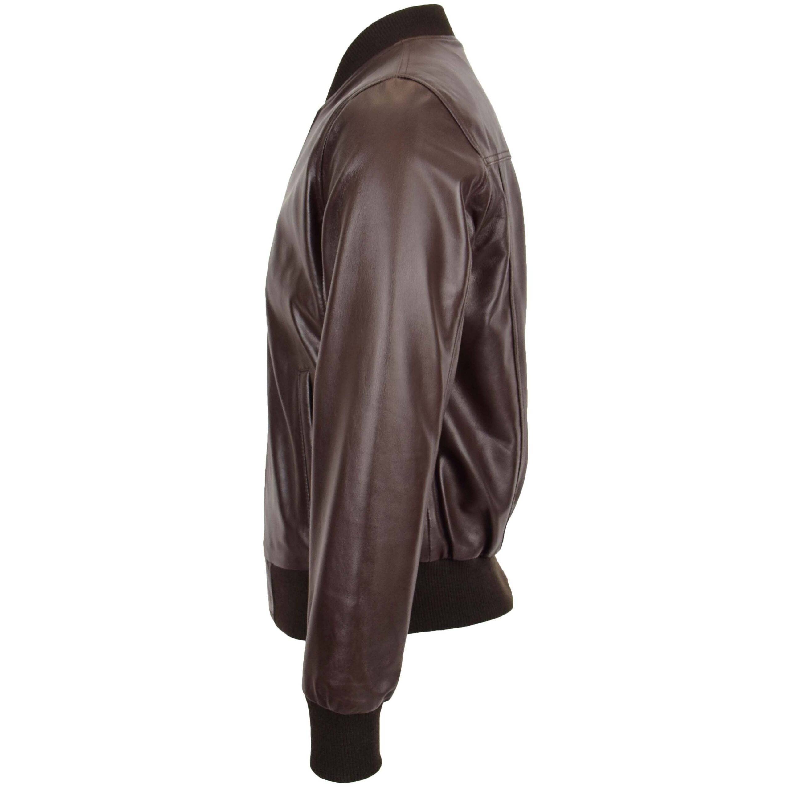 BUNERI Men's Brown Leather MA-1 Bomber Jacket – 5