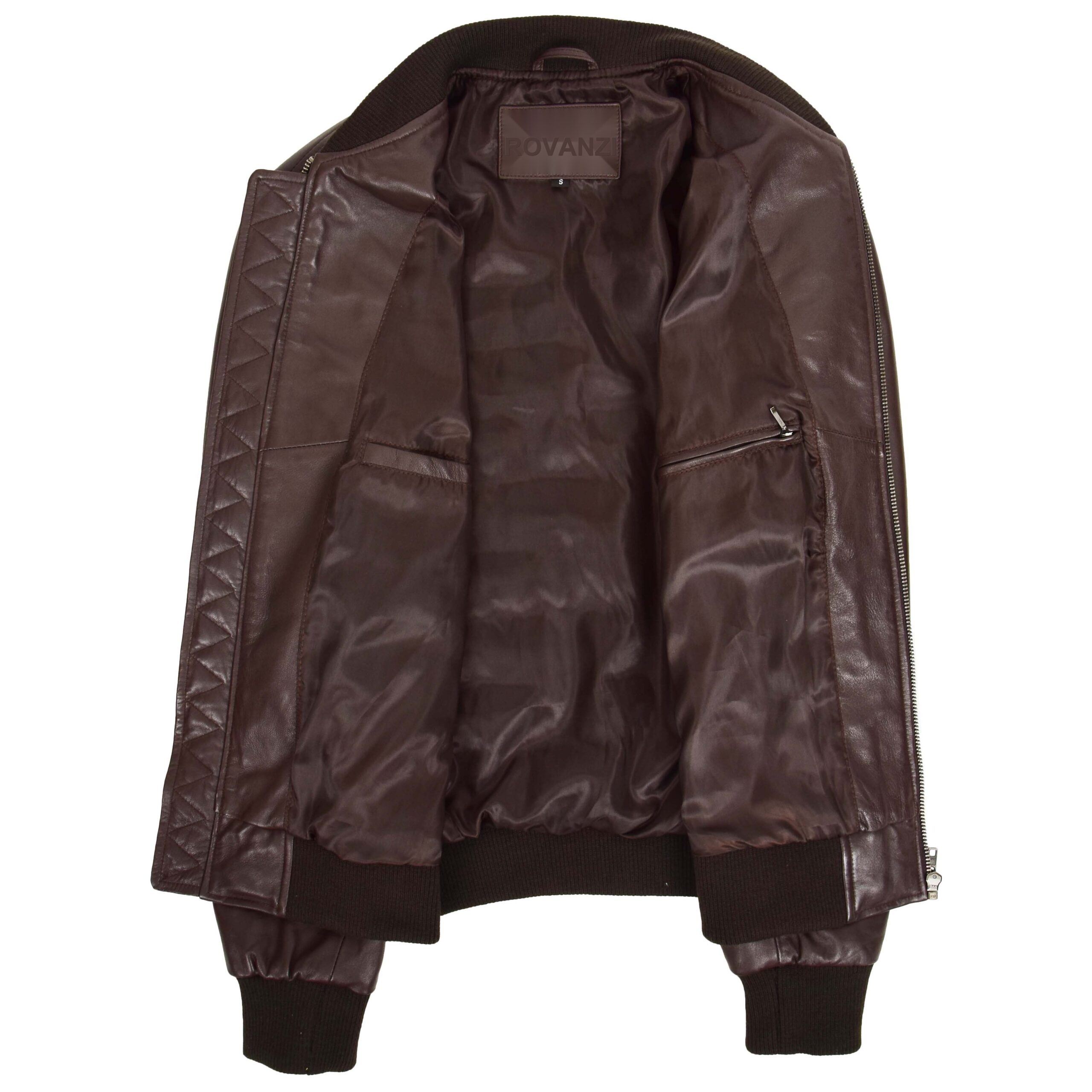 BUNERI Men's Brown Leather MA-1 Bomber Jacket – 6