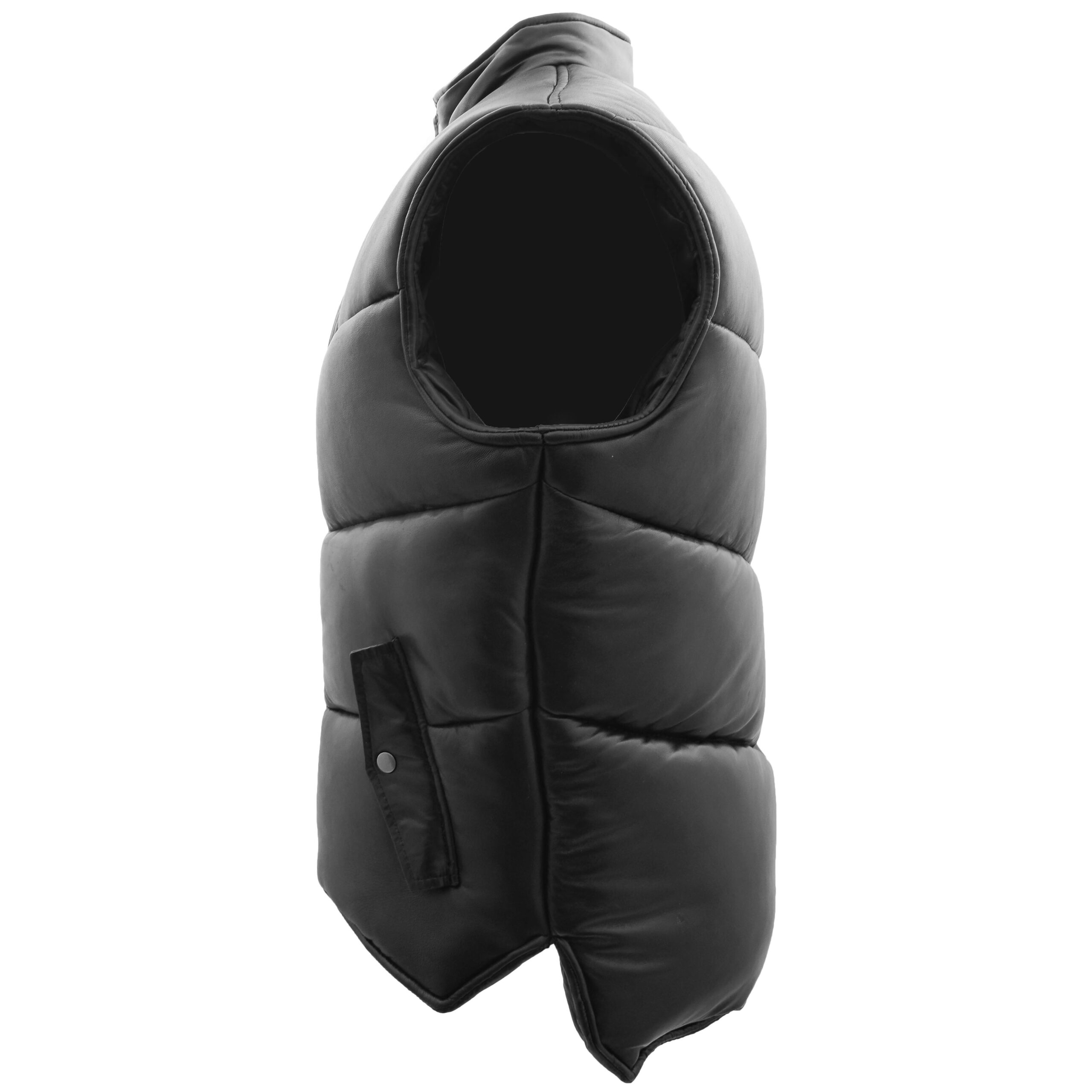 BUNERI Black Leather Puffer Vest Body Warmer – 6