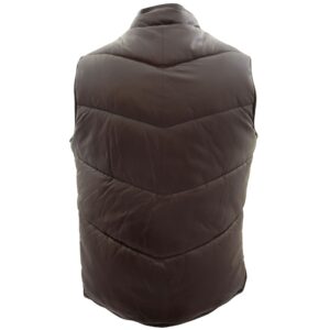 BUNERI Men’s Brown Leather Puffer Vest