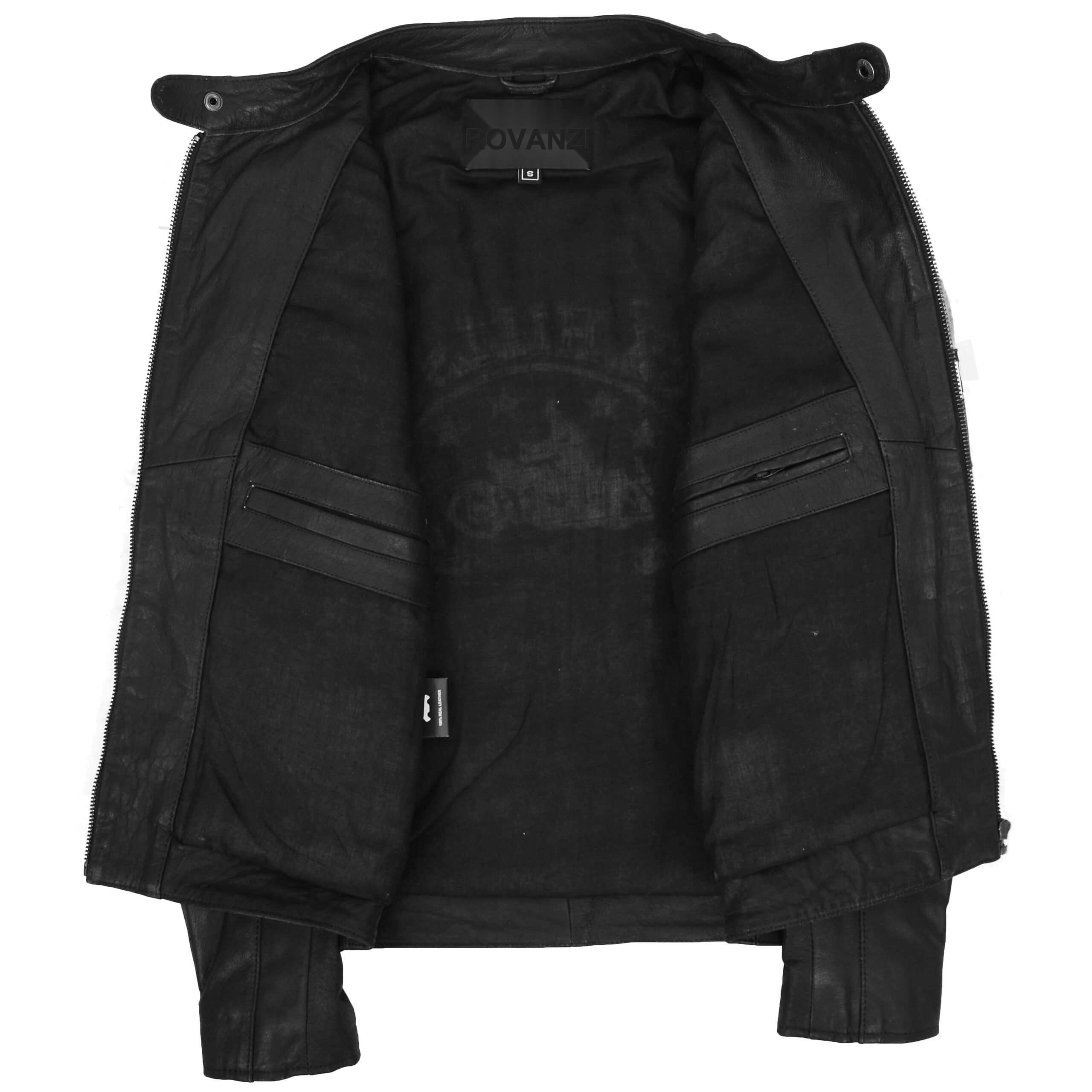 BUNERI Black Hills Men's Leather Jacket Brown with Racing Badges – 6