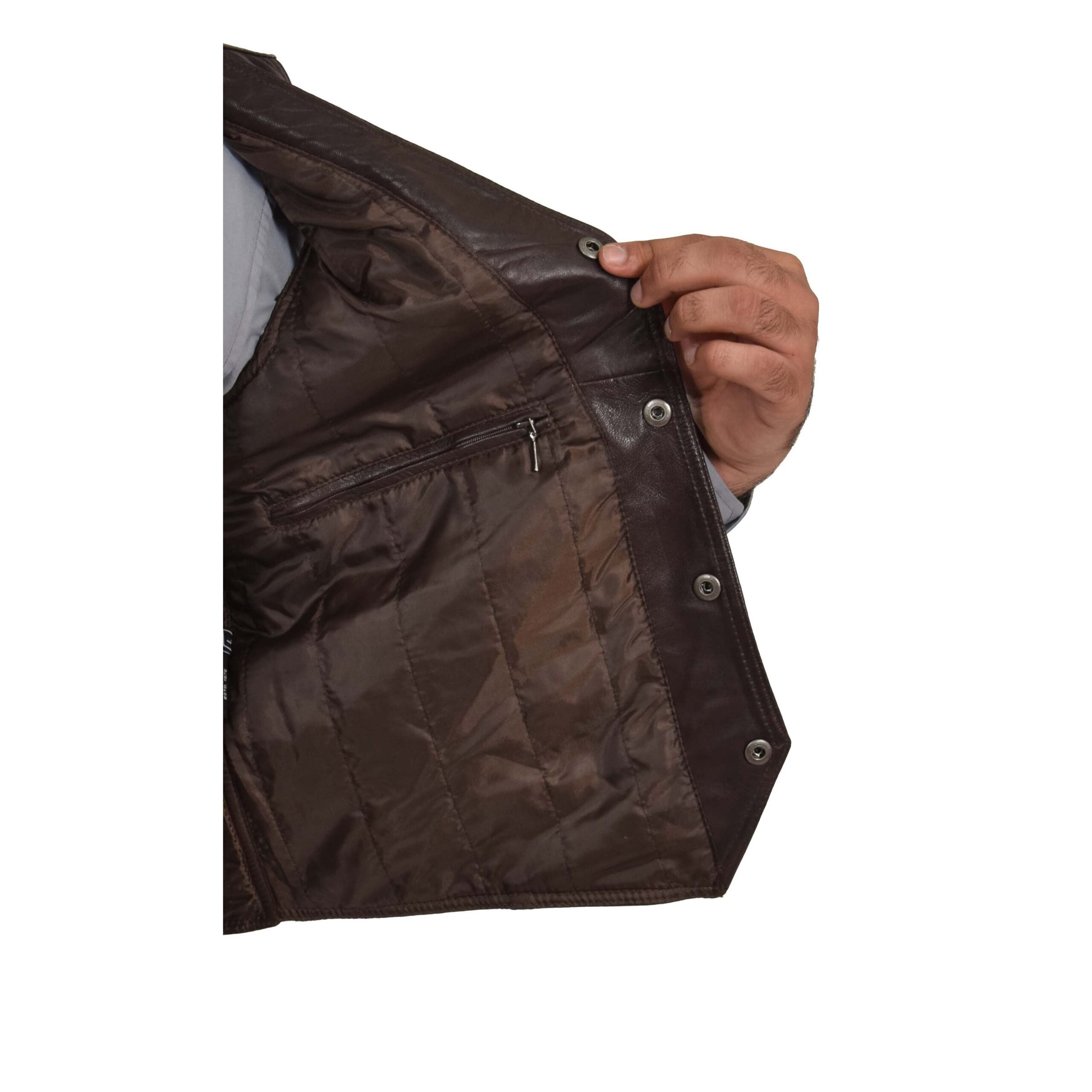 BUNERI Brown Leather Traditional Vest – 6