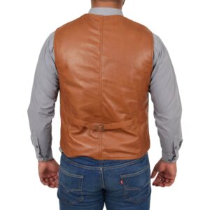 BUNERI Tan Leather Traditional Vest