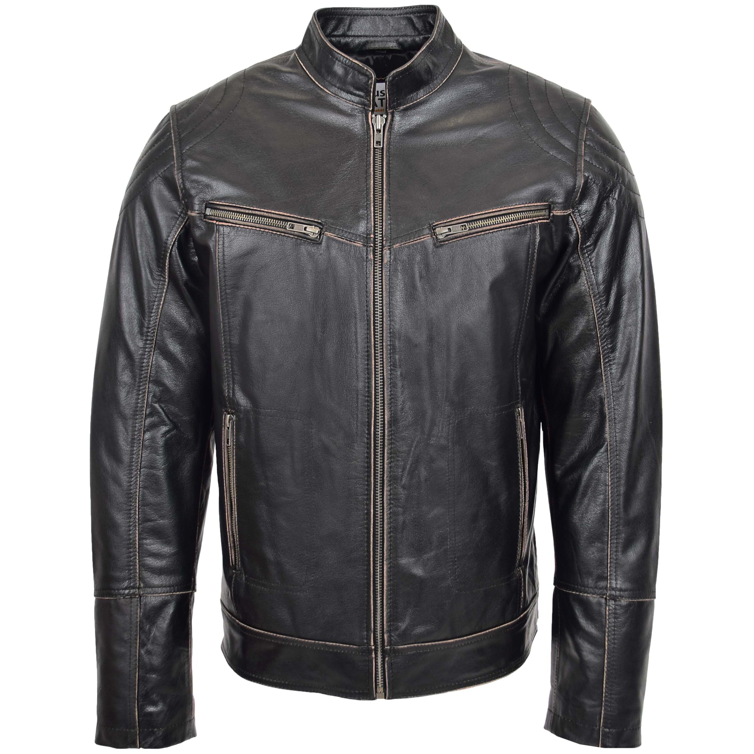 BUNERI Dark Brown Leather Vintage Biker Jacket II – 3
