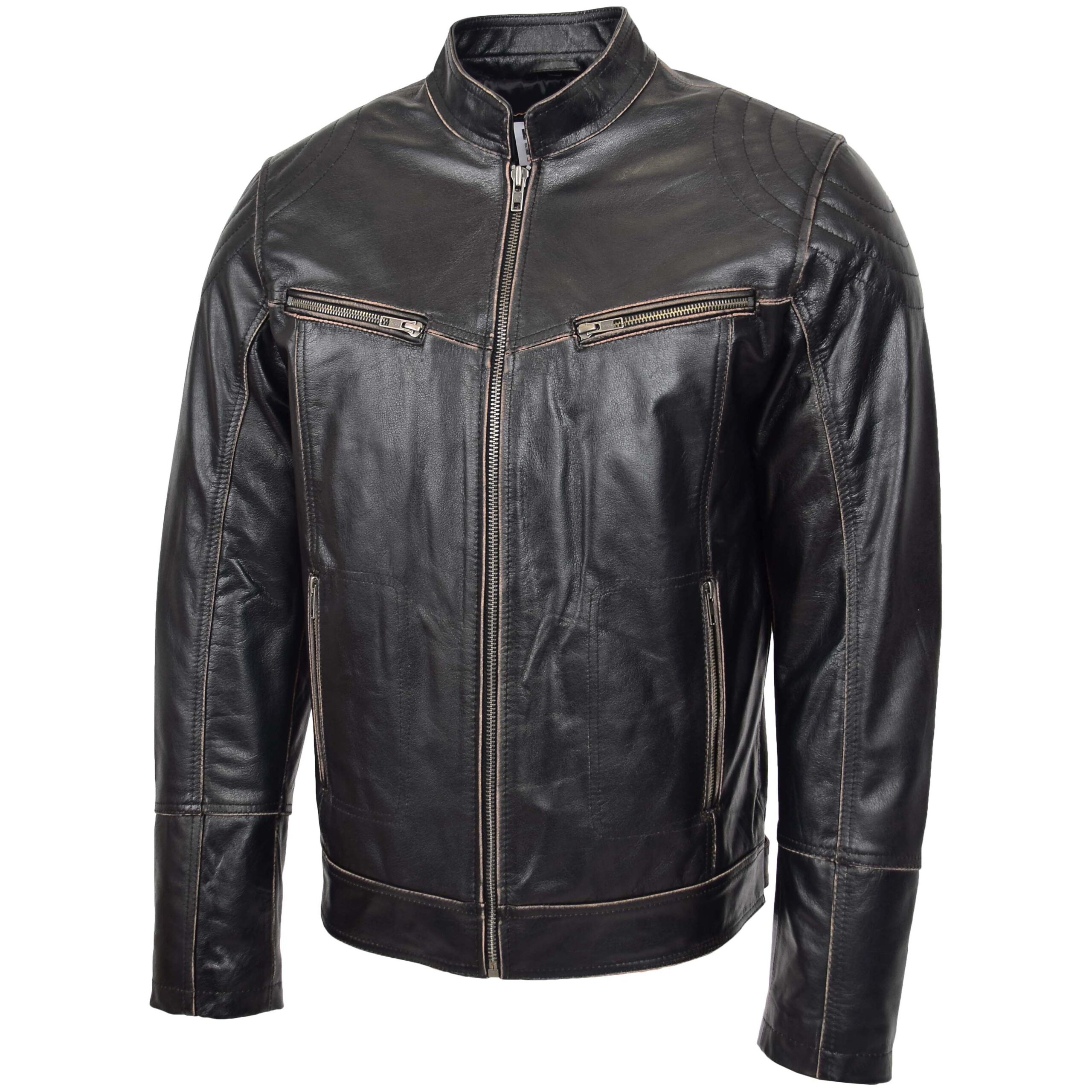 BUNERI Dark Brown Leather Vintage Biker Jacket II – 4