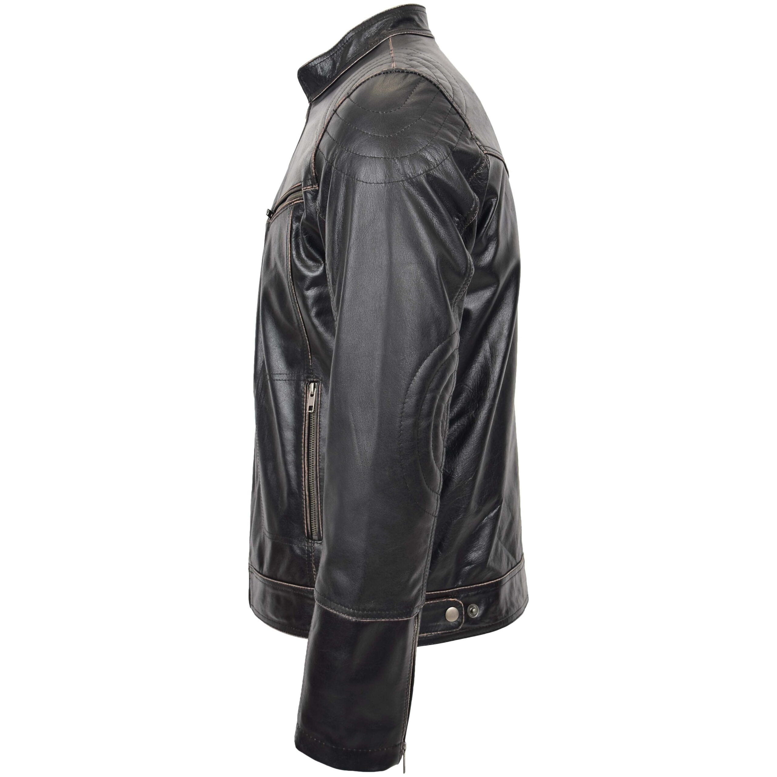 BUNERI Dark Brown Leather Vintage Biker Jacket II – 5