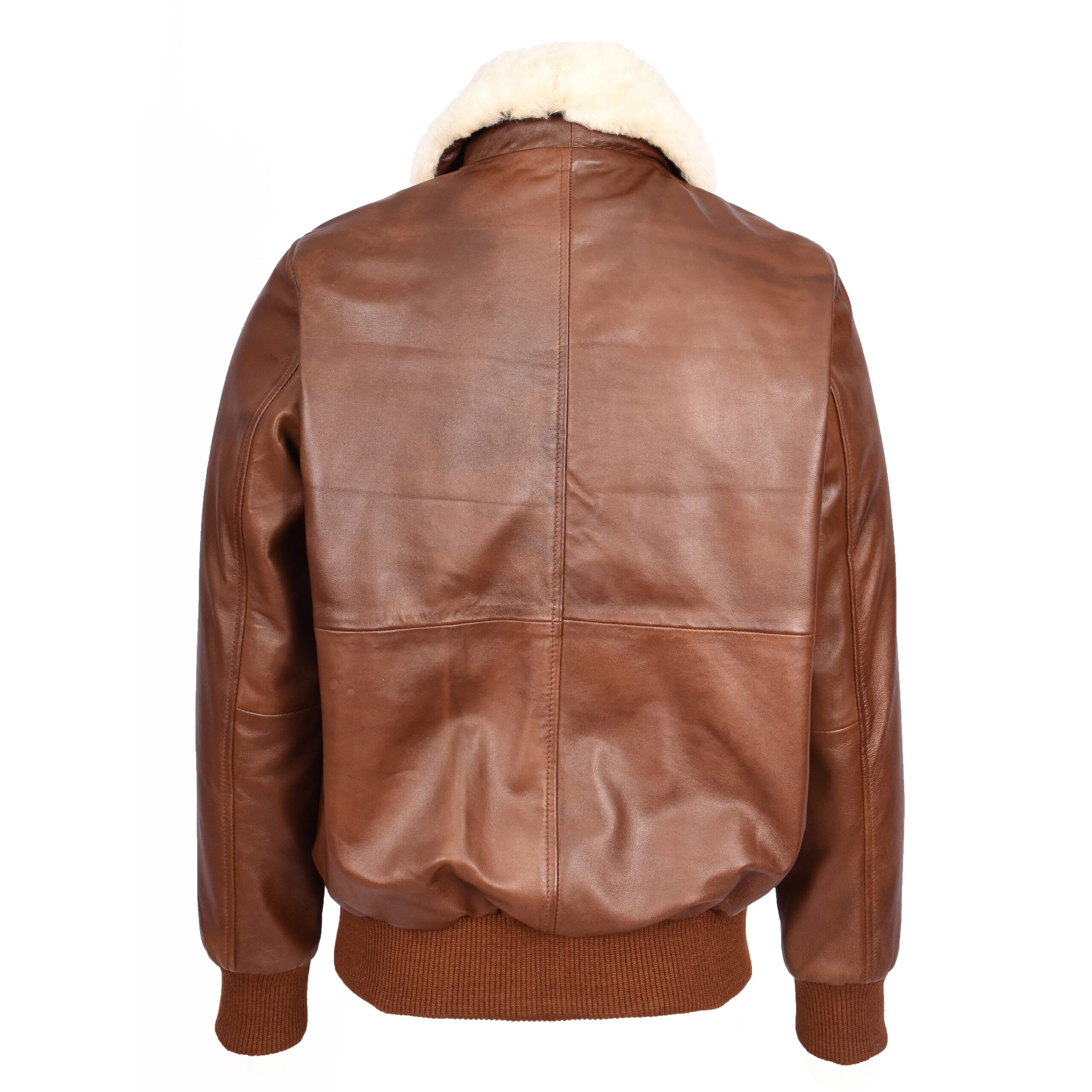 BUNERI Tan Premium Leather Aviator Bomber Jacket Detachable Collar G-1 Men – 2