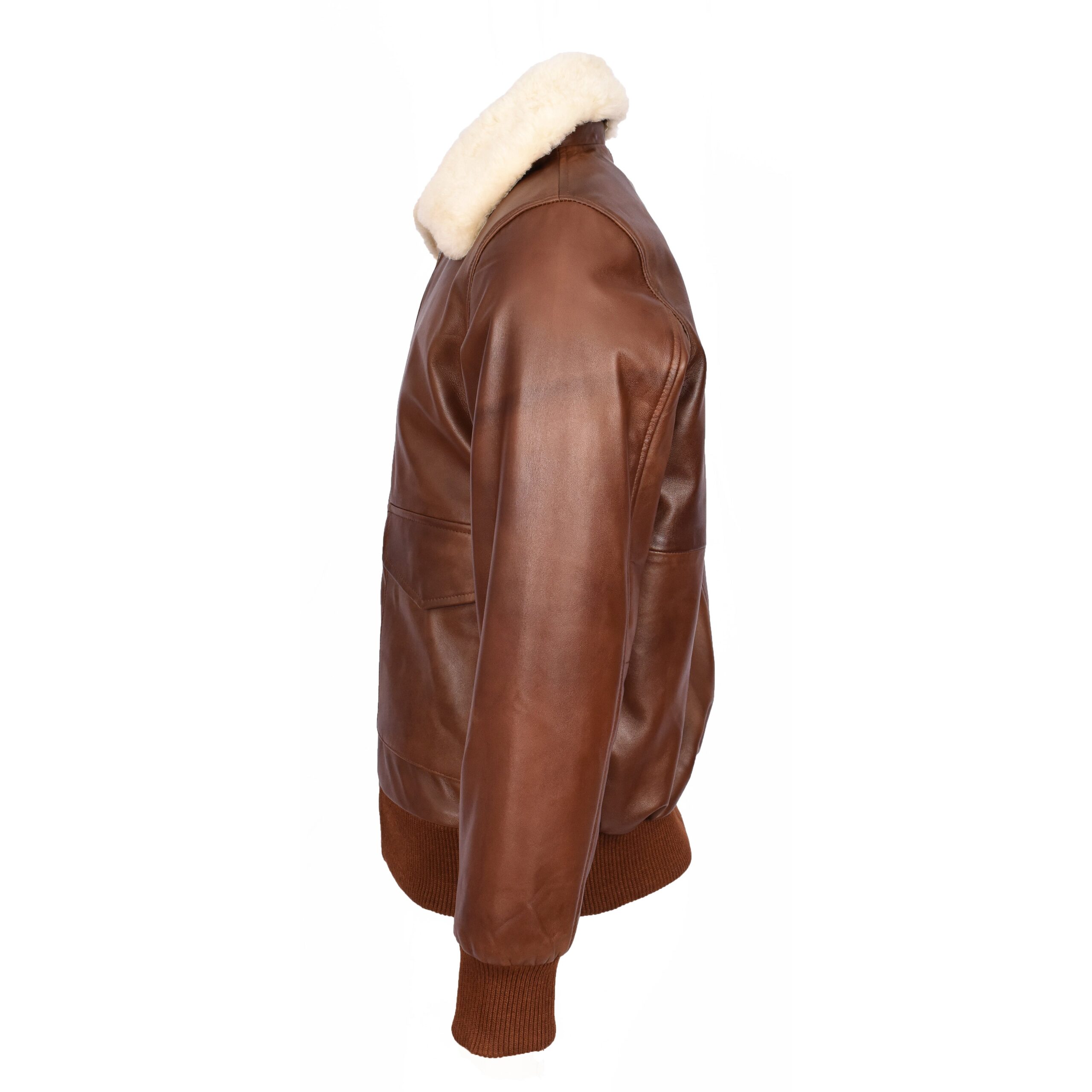 BUNERI Tan Premium Leather Aviator Bomber Jacket Detachable Collar G-1 Men – 3