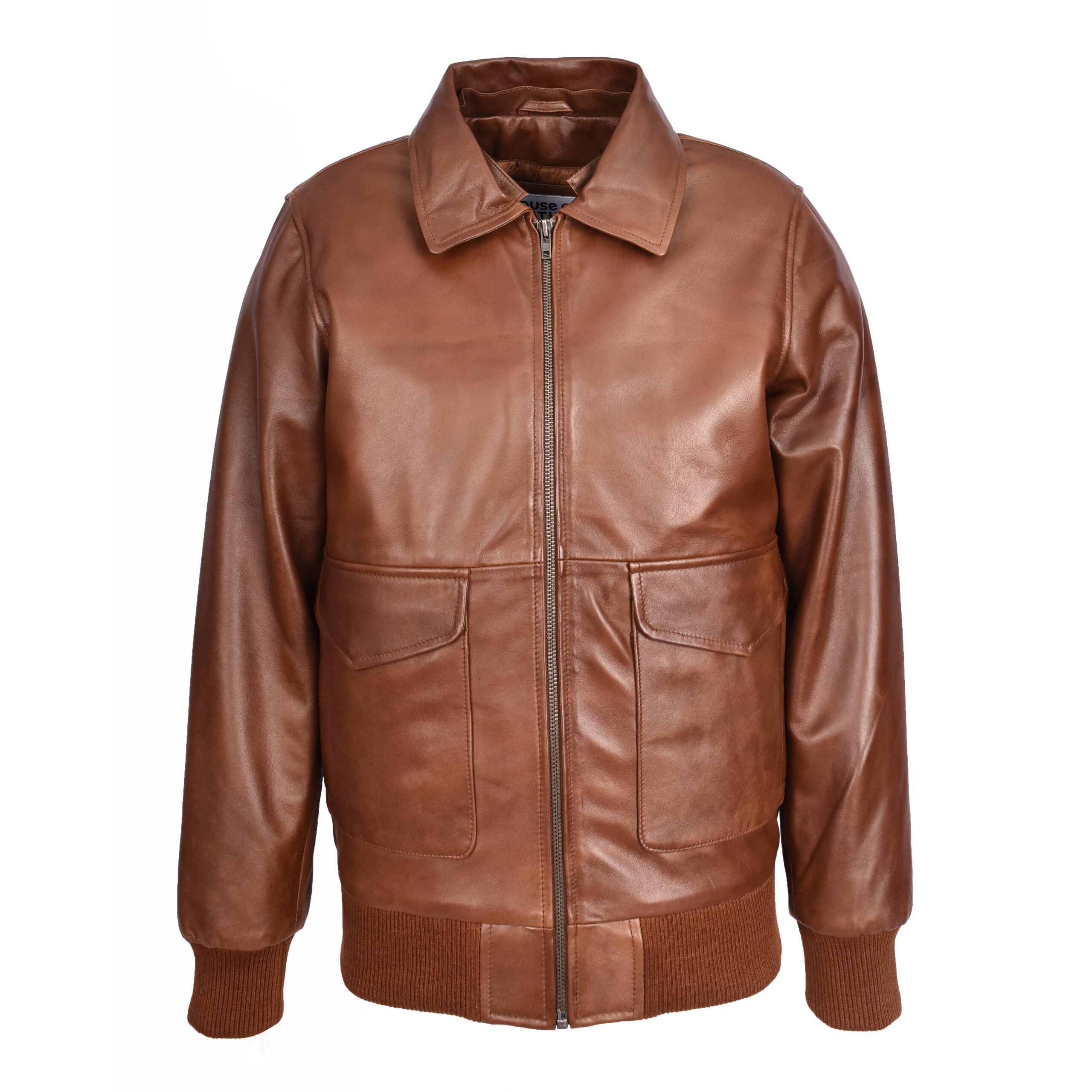 BUNERI Tan Premium Leather Aviator Bomber Jacket Detachable Collar G-1 Men – 4