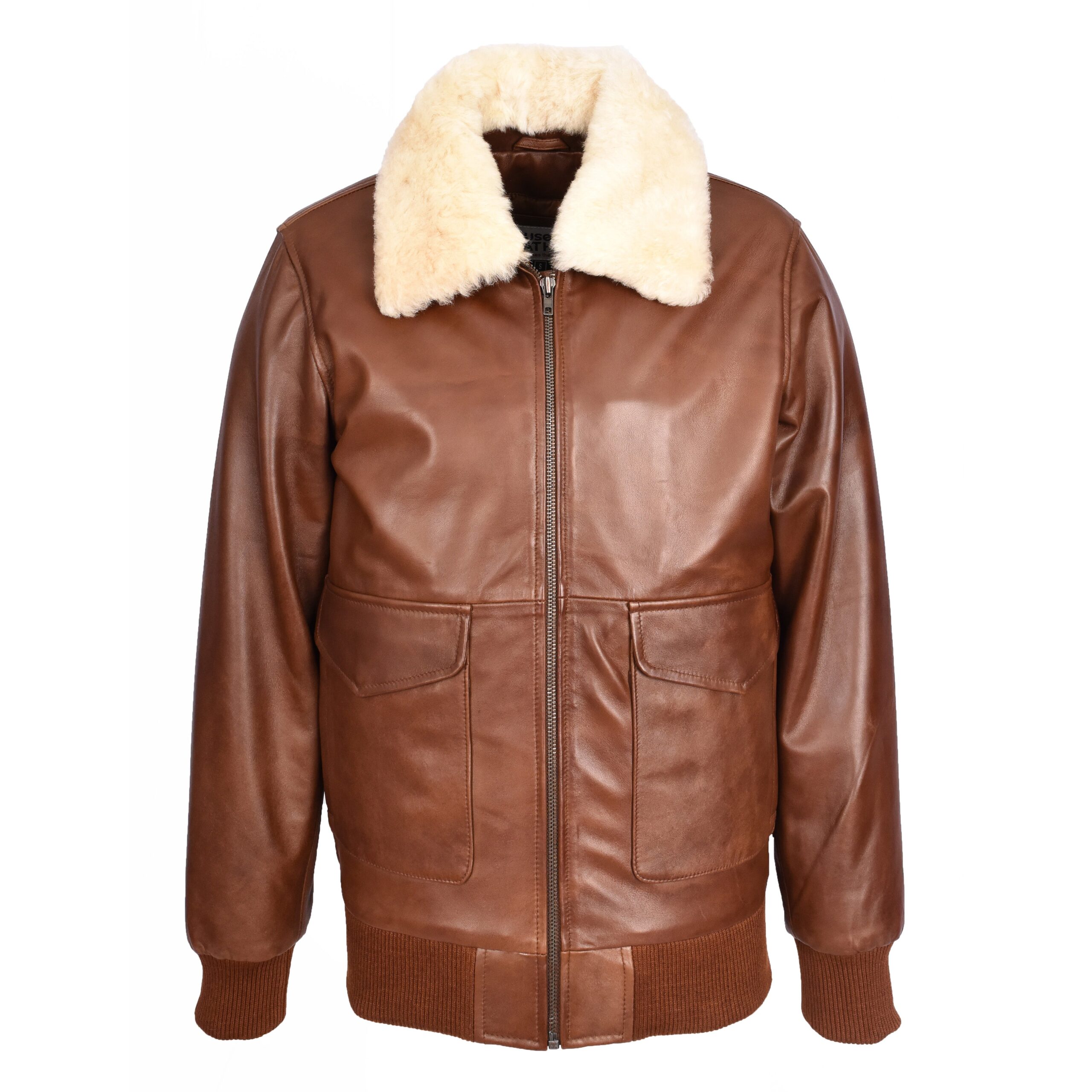 BUNERI Tan Premium Leather Aviator Bomber Jacket Detachable Collar G-1 Men – 6