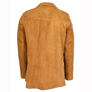 BUNERI Men’s Genuine Suede Leather Blazer Cognac
