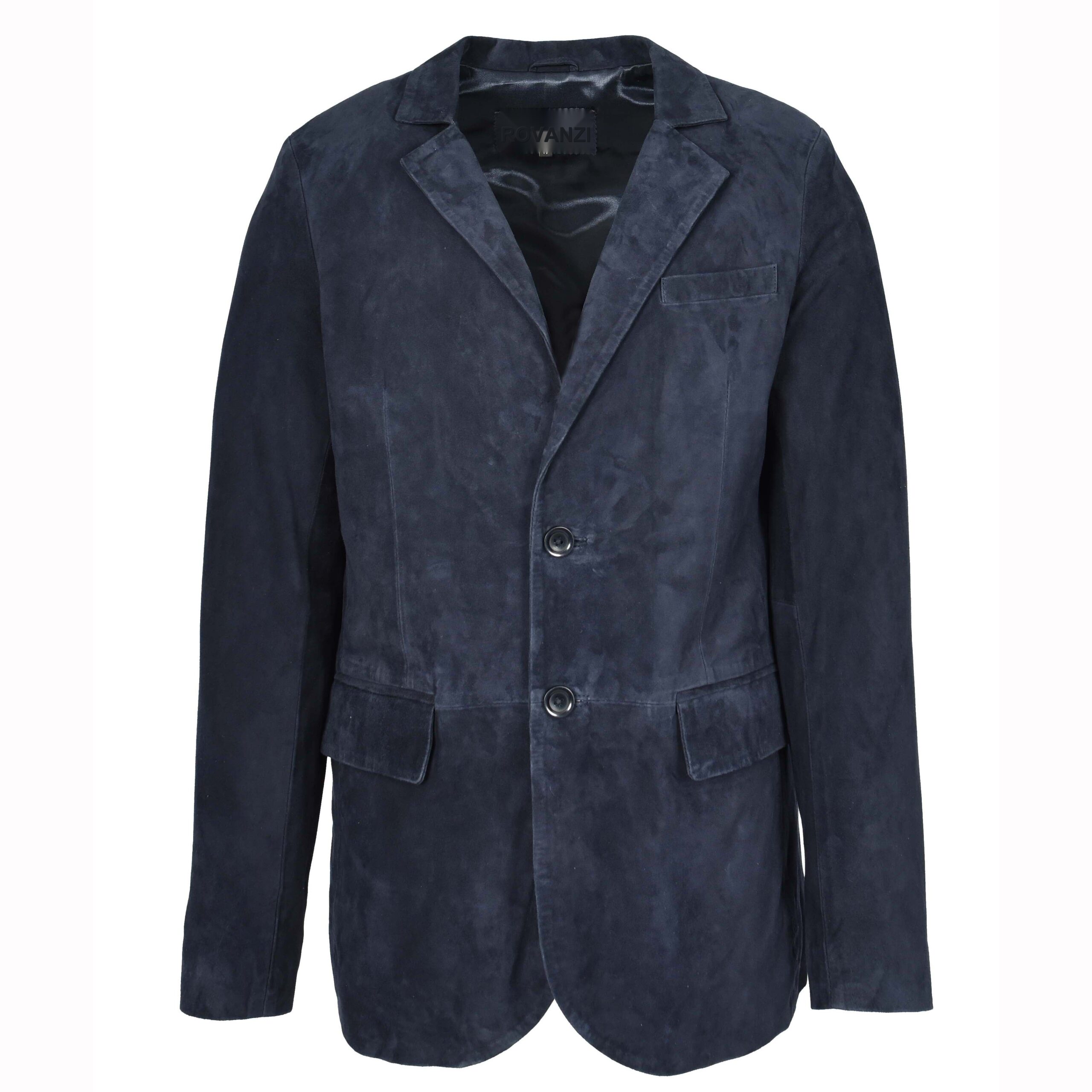 BUNERI Men's Suede Blazer Two-Button Navy
