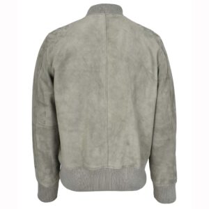 BUNERI Men’s Gray Genuine Suede MA-1 Varsity Jacket