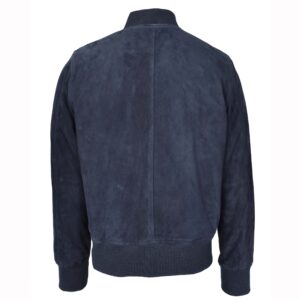 BUNERI Men’s Real Suede Bomber Jacket MA-1 Varsity Design Navy Blue