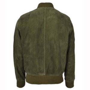 BUNERI Men’s Real Suede Bomber Jacket Olive Green