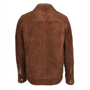 BUNERI Men’s Genuine Suede Leather Jacket Classic Box Style Rust Brown