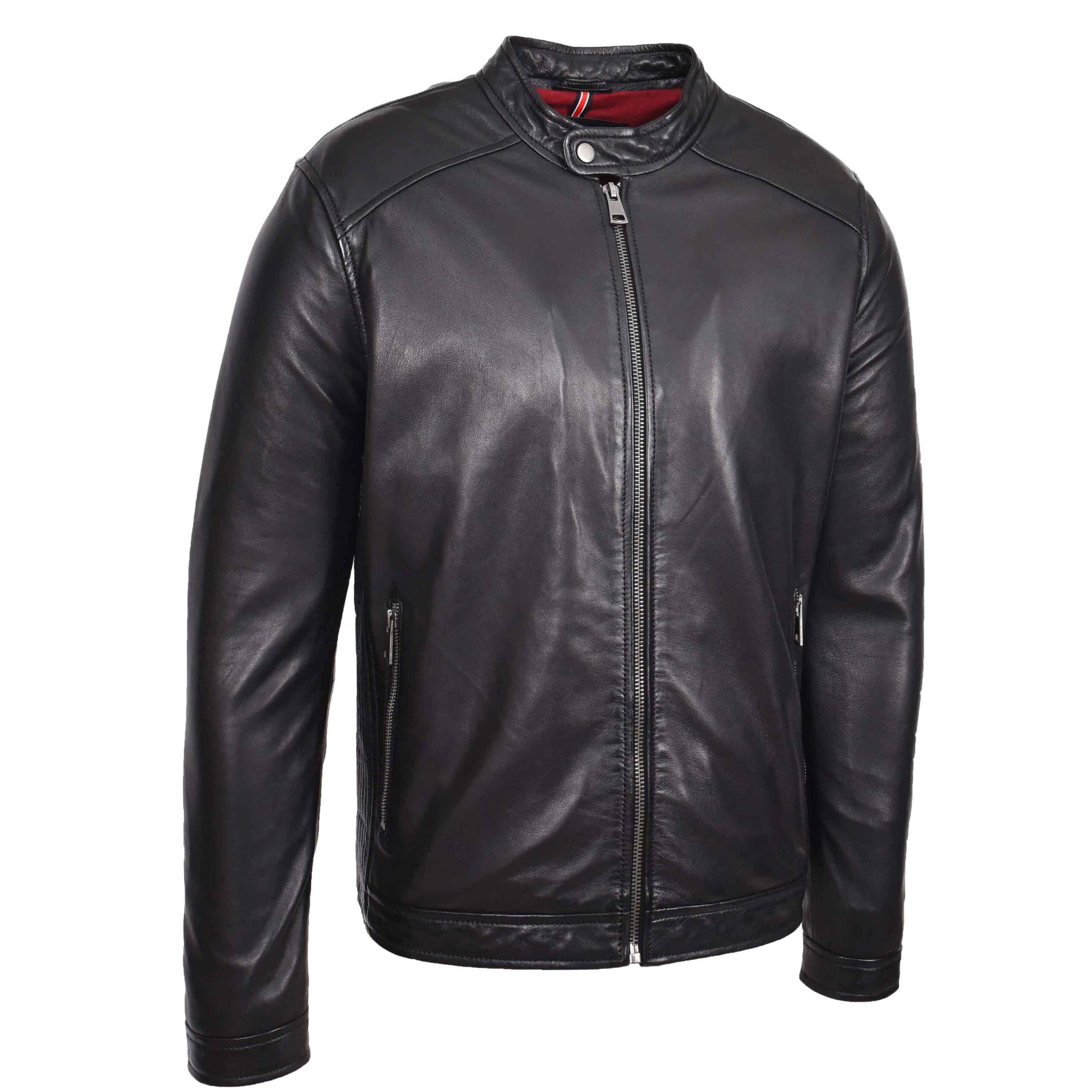 BUNERI Men's Real Leather Casual Biker Style Jacket Black – 3