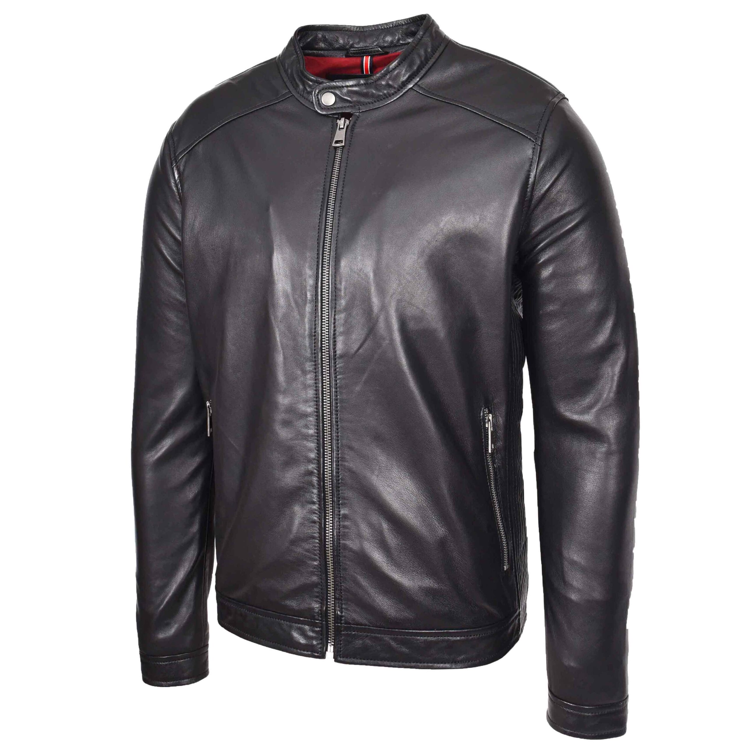 BUNERI Men's Real Leather Casual Biker Style Jacket Black – 4