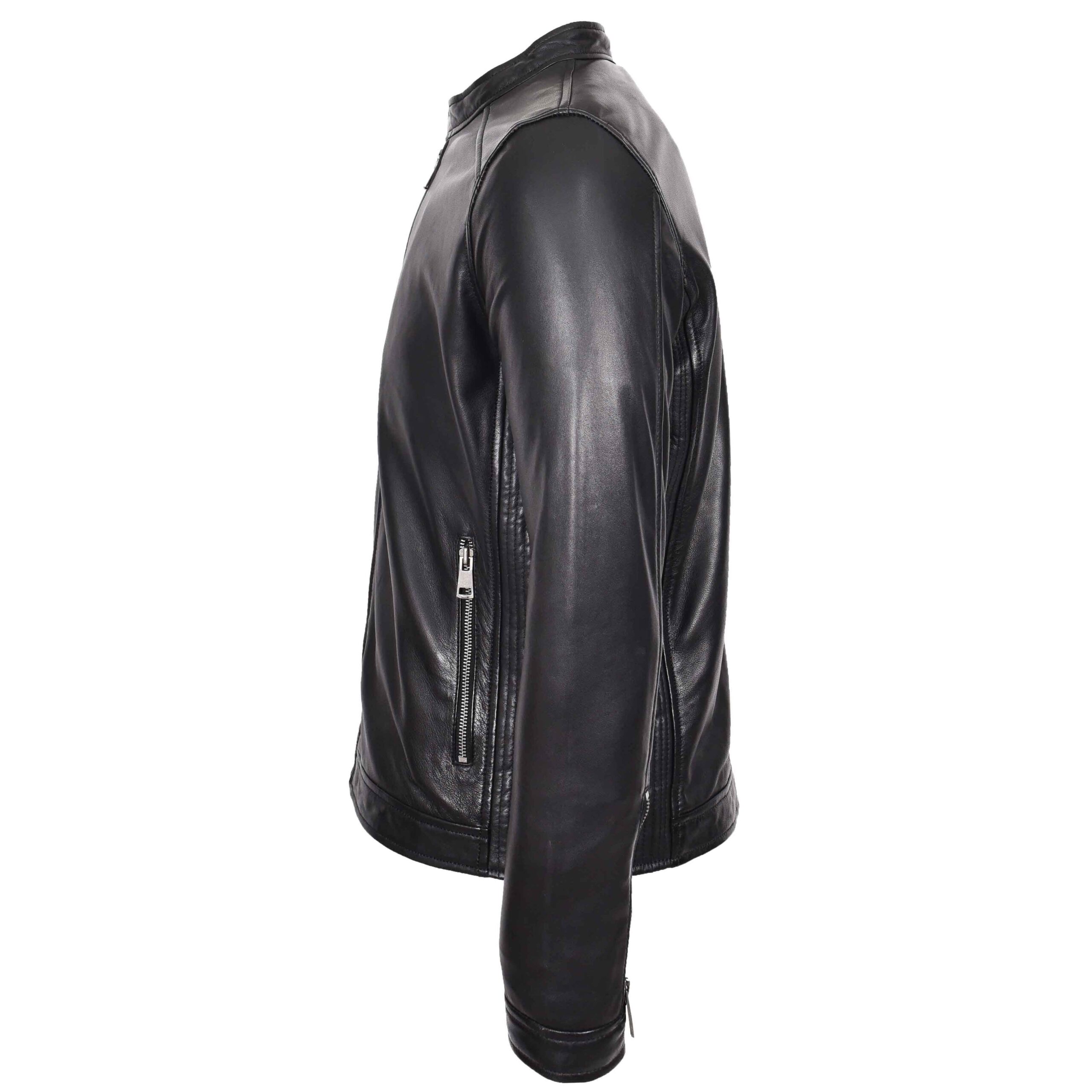 BUNERI Men's Real Leather Casual Biker Style Jacket Black – 5