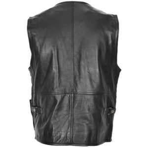 BUNERI Black Real Leather Multi-Purpose Vest