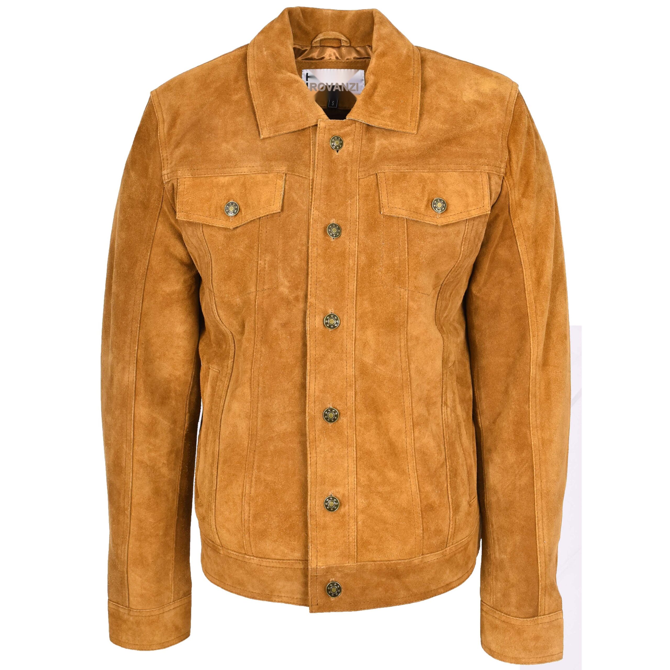 BUNERI Tan Real Suede Trucker Jacket Lee Rider Style