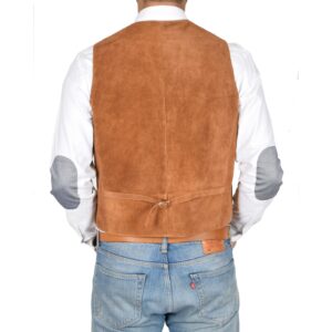 BUNERI Men’s Tan Genuine Suede Leather Vest