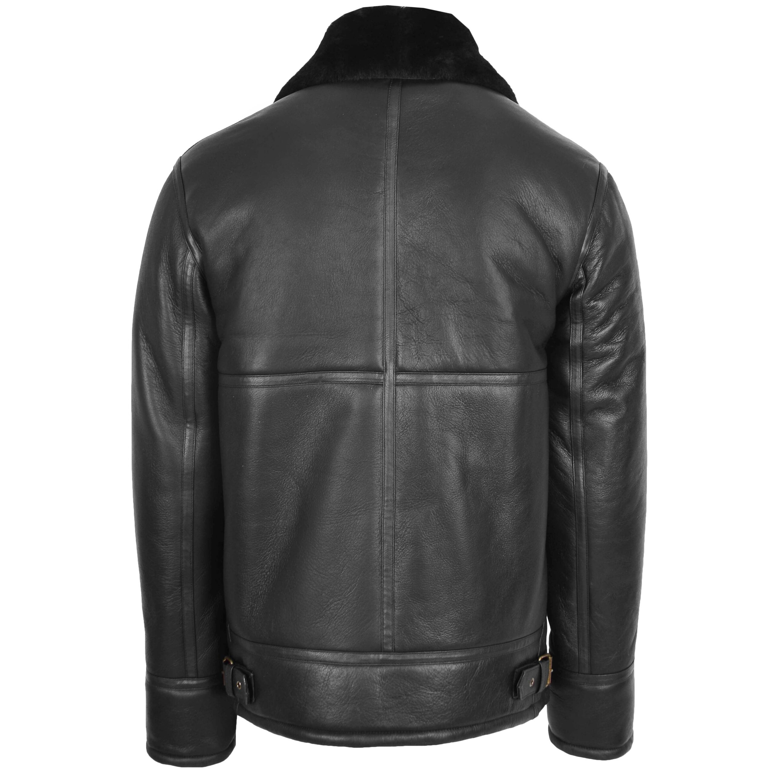 BUNERI Men's Top Gun Style Sheepskin Jacket Black II – 2
