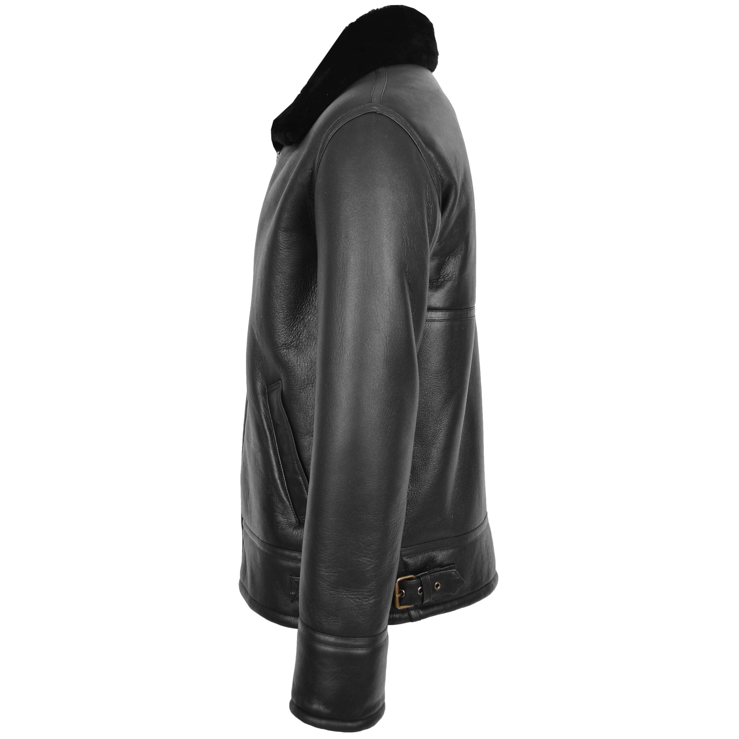 BUNERI Men's Top Gun Style Sheepskin Jacket Black II – 5