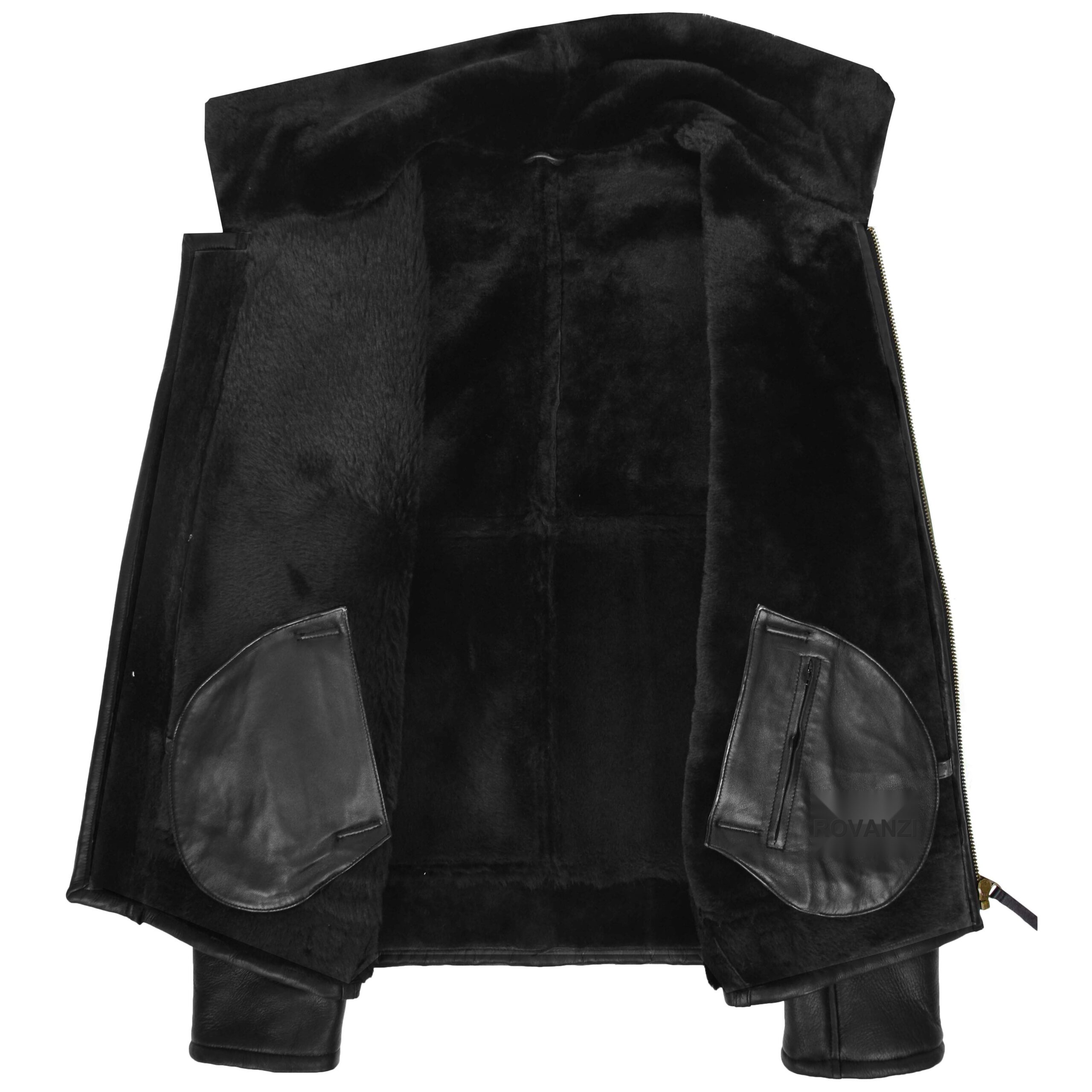 BUNERI Men's Top Gun Style Sheepskin Jacket Black II – 6