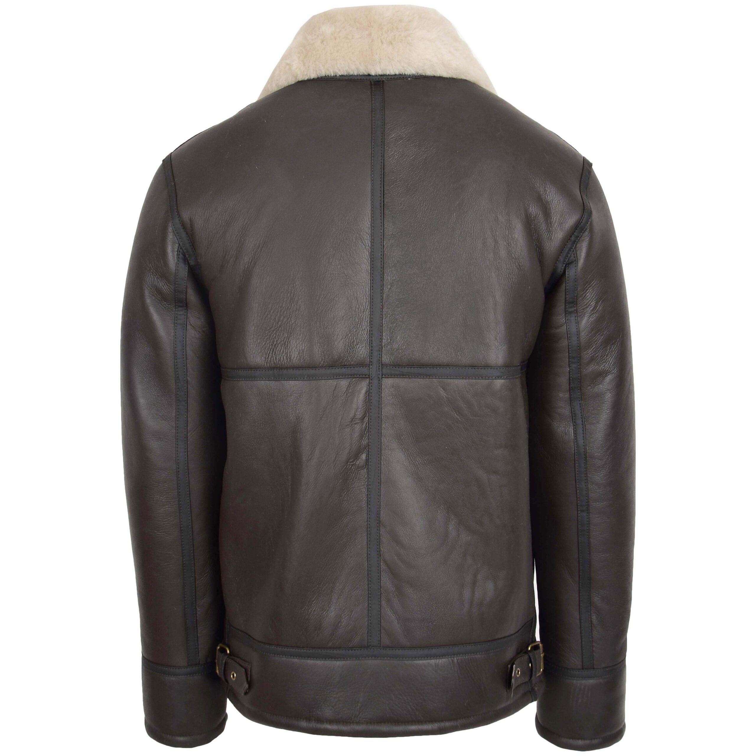 BUNERI Men's Top Gun Style Sheepskin Jacket Brown White – 2