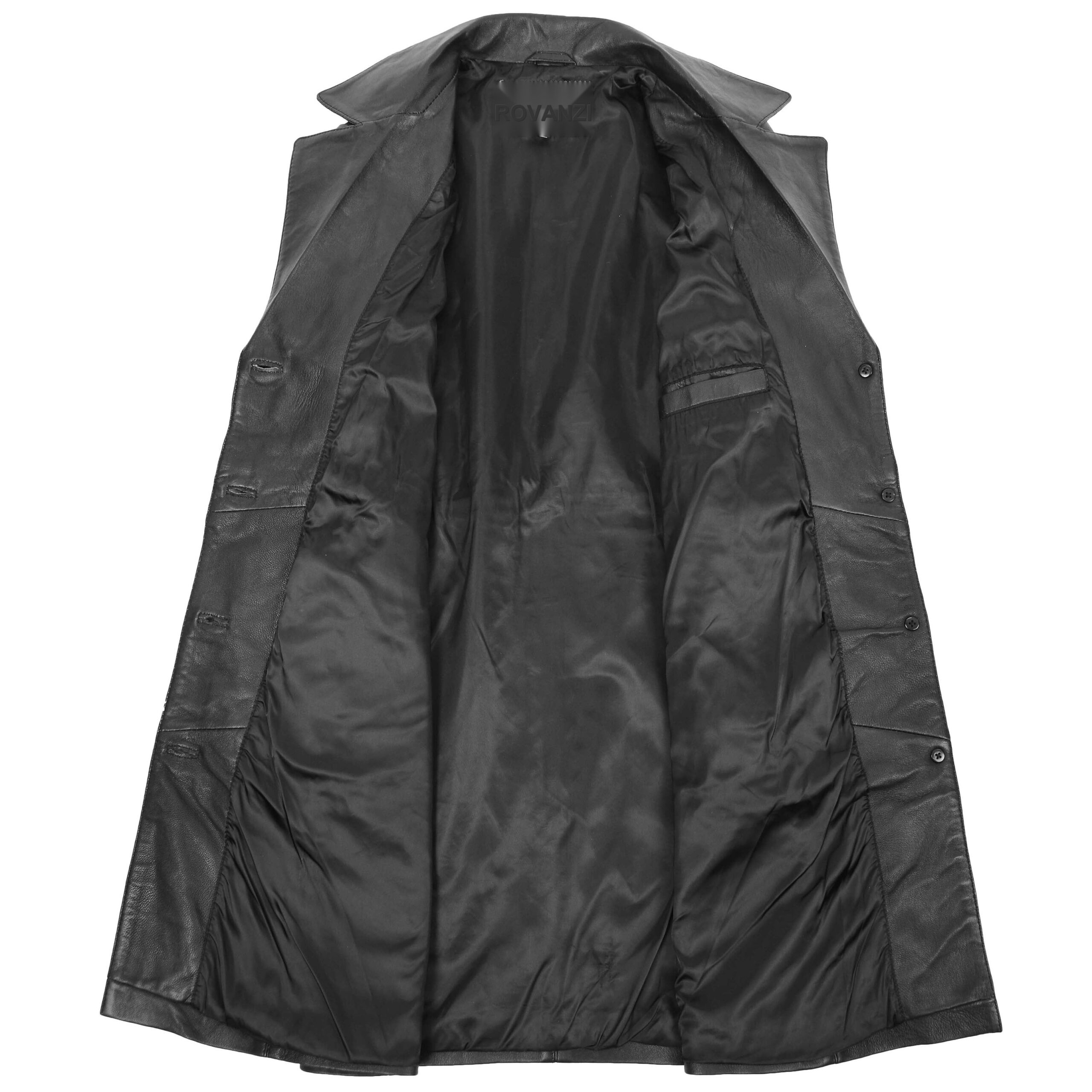 BUNERI Women's Black Soft Leather 3/4 Length Classic Coat – 6