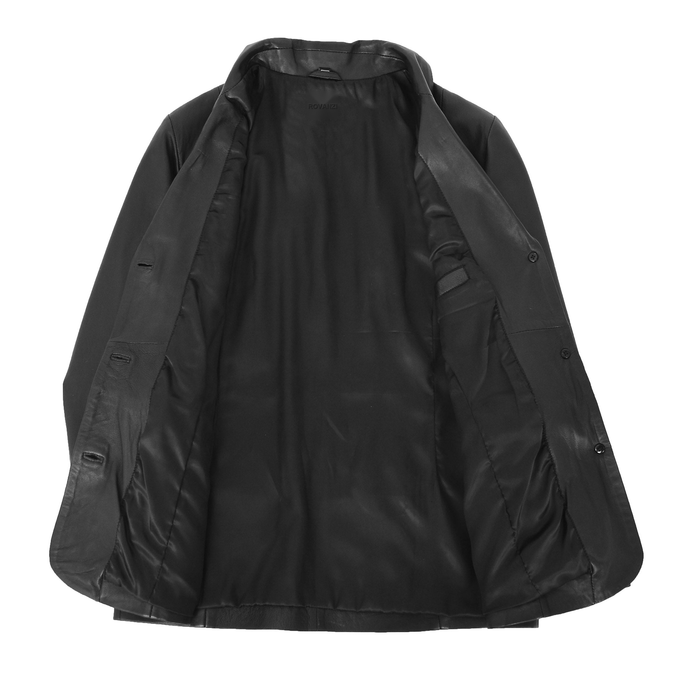 BUNERI Women's Classic Three Button Leather Blazer Black – 6