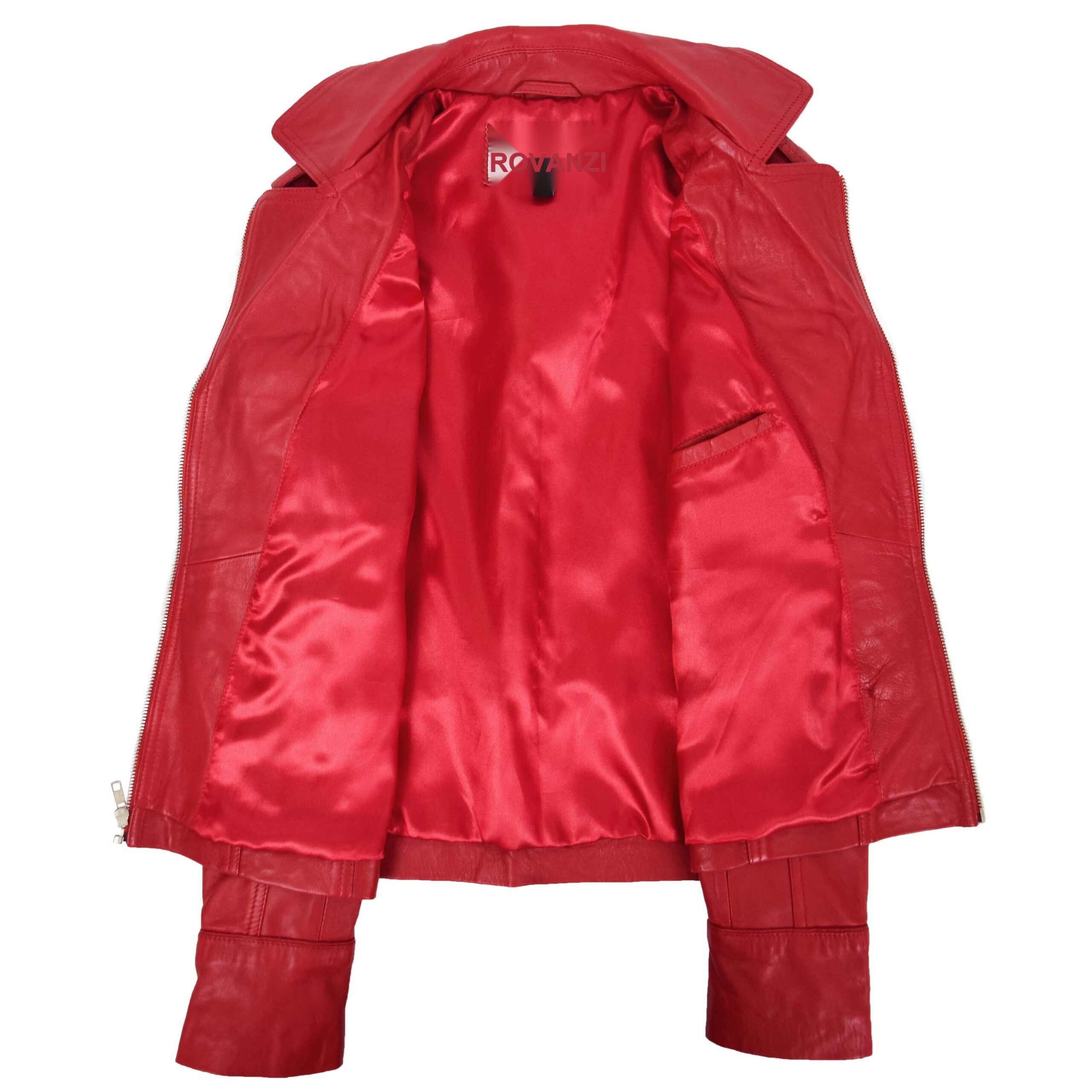 BUNERI Red Leather Fitted Biker Style Jacket – 6