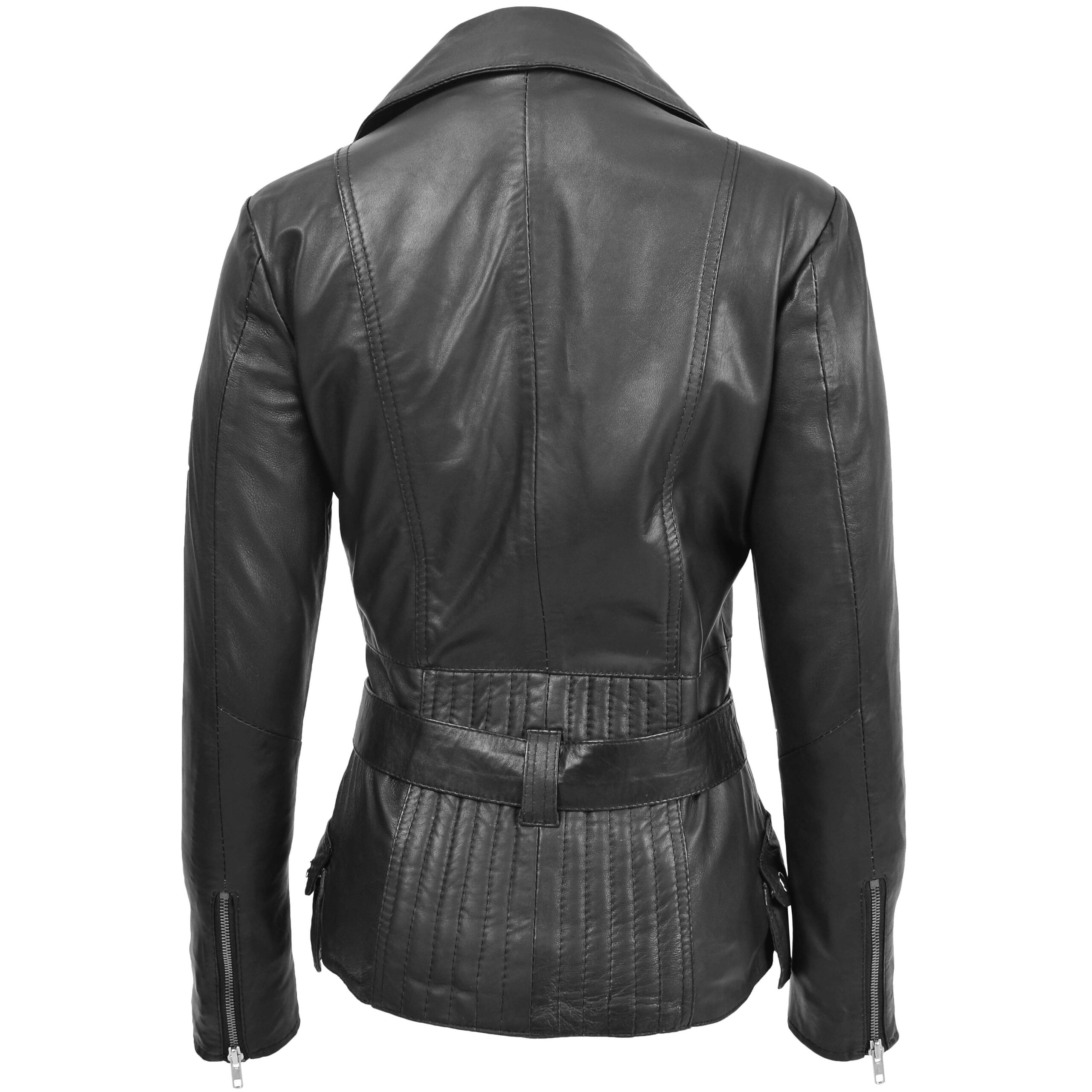 BUNERI Black Leather Hip-Length Biker Jacket – 2
