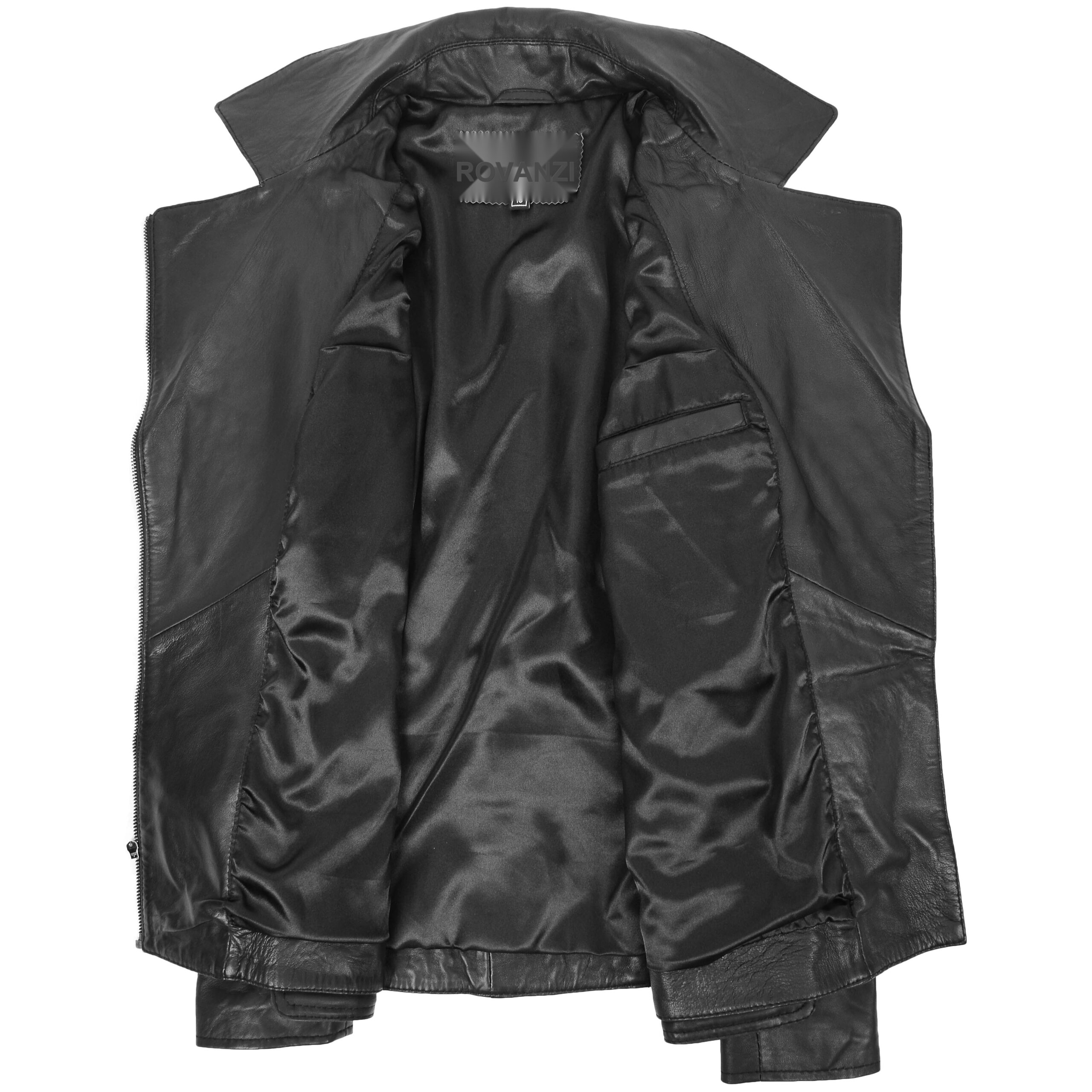 BUNERI Black Leather Hip-Length Biker Jacket – 6